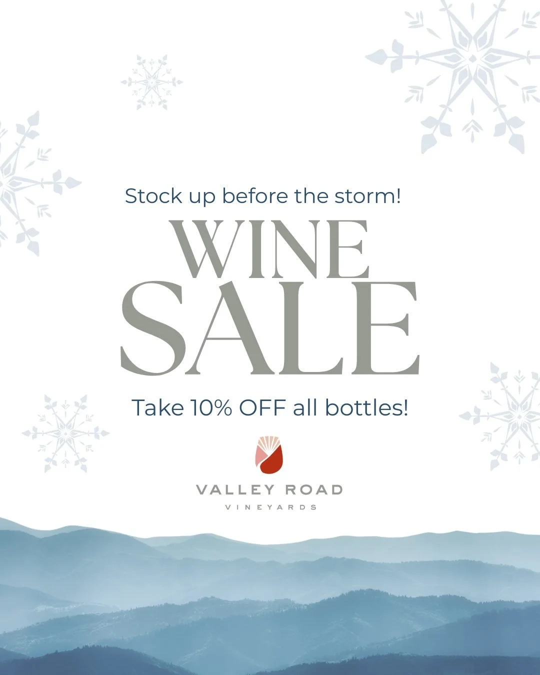 Stock up on wine before the winter storm this weekend ❄ Take 10% off all bottles now through Saturday! Offer valid in the tasting room only.

#vawine #nelson151 #monticellowinetrail