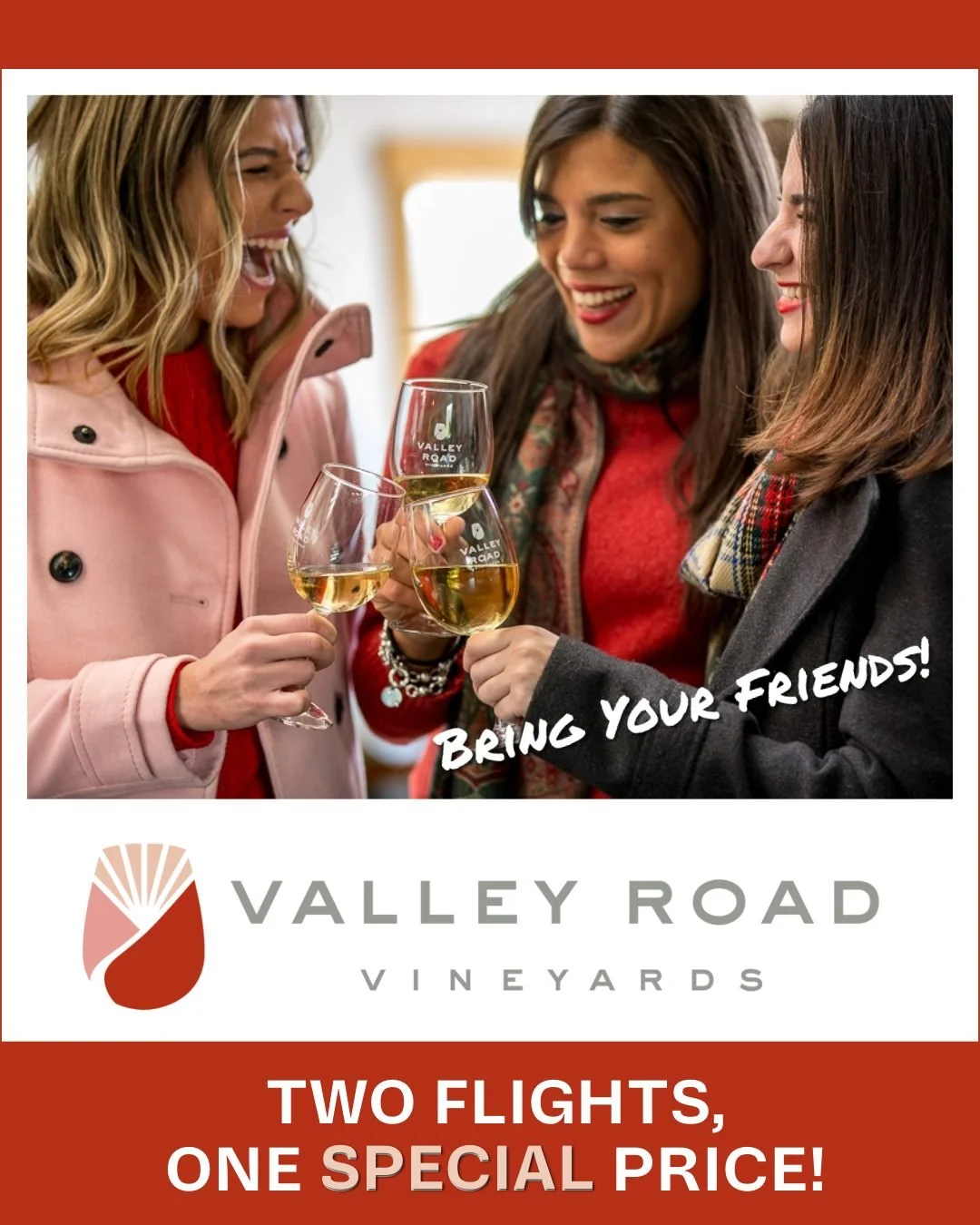 In honor of National Drink Wine Day happening today, we're excited to share that over the next few weeks Valley Road Vineyards is inviting guests to slow down, savor the moment, and enjoy a tasting experience together. When you visit with a friend, p