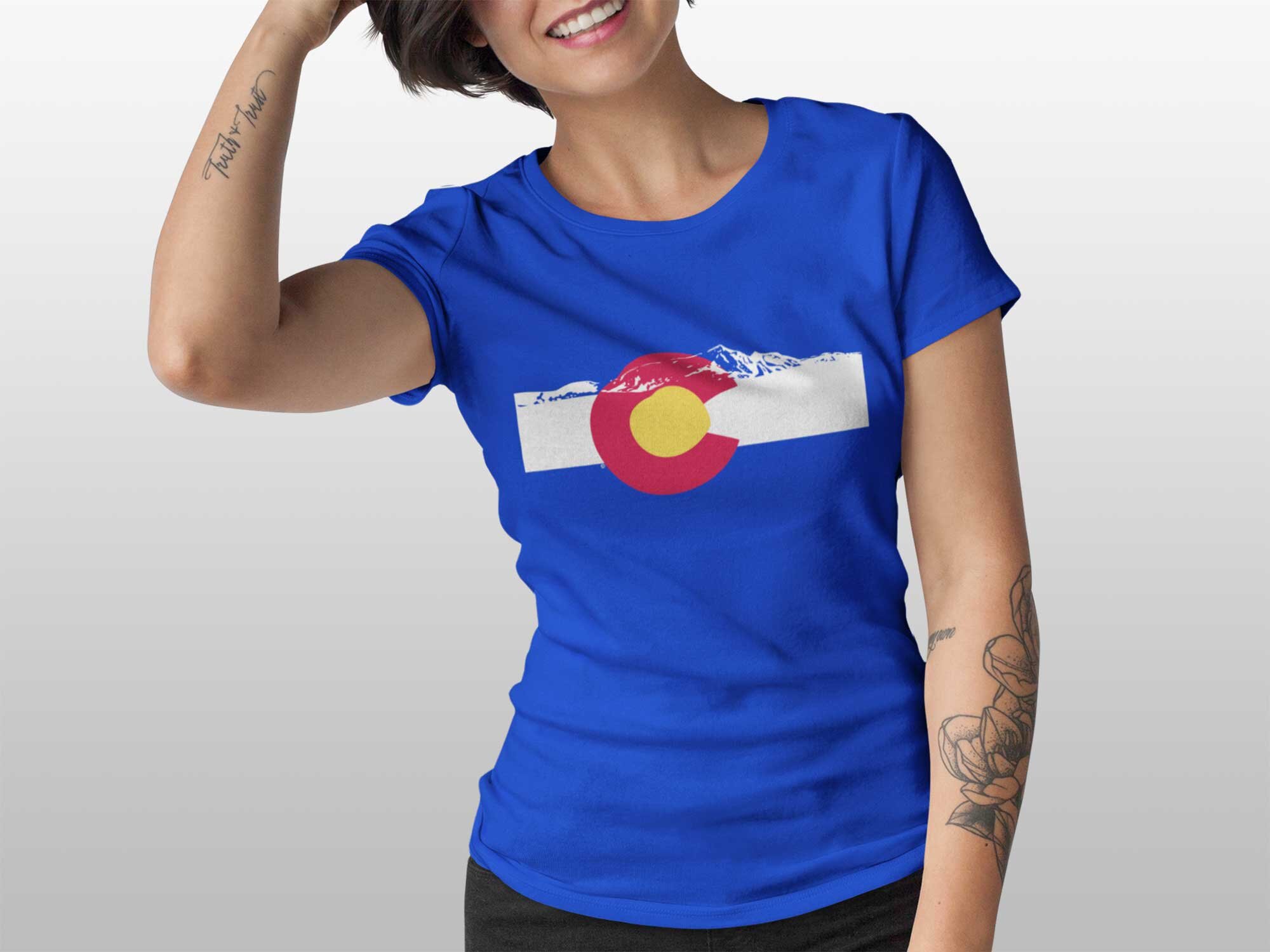 Women's Colorado Flag w/ Rocky Mountain Silhouette — ActiveState Designs