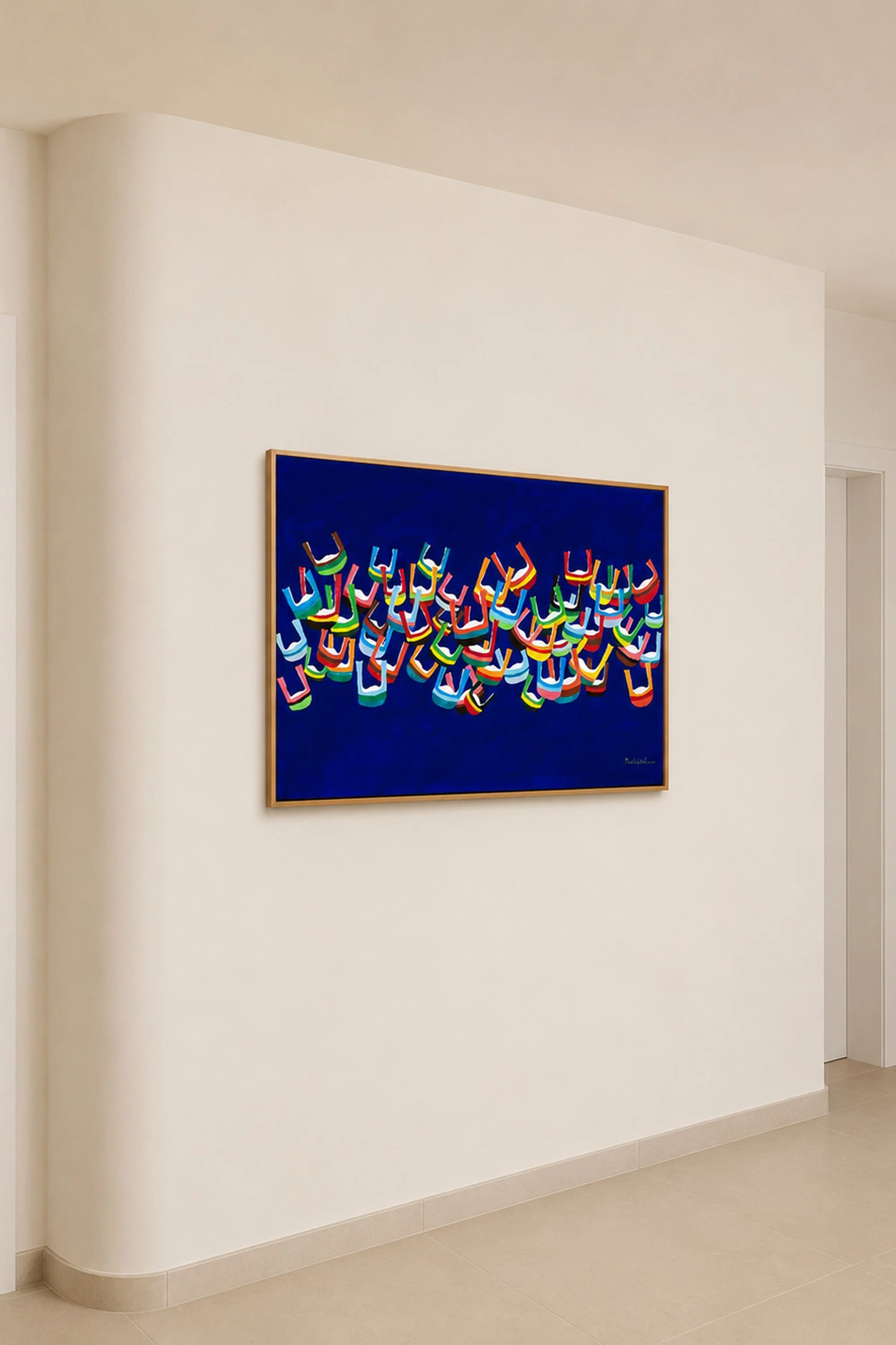 Dettaglio della distribuzione interna del progetto Lithos. La parete curva nasce dalla modellazione della massa muraria e diventa elemento ordinatore dello spazio. La continuità delle superfici elimina la rigidità degli spigoli e accompagna il percor
