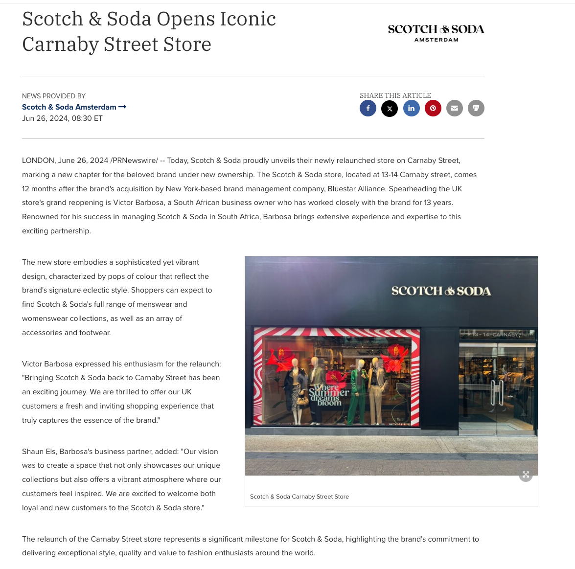 Scotch & Soda Opens Iconic Carnaby Street Store