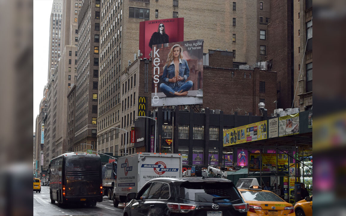  This billboard for the Kensie FW18 campaign is located at 40th Street and 7th Avenue in New York City. 