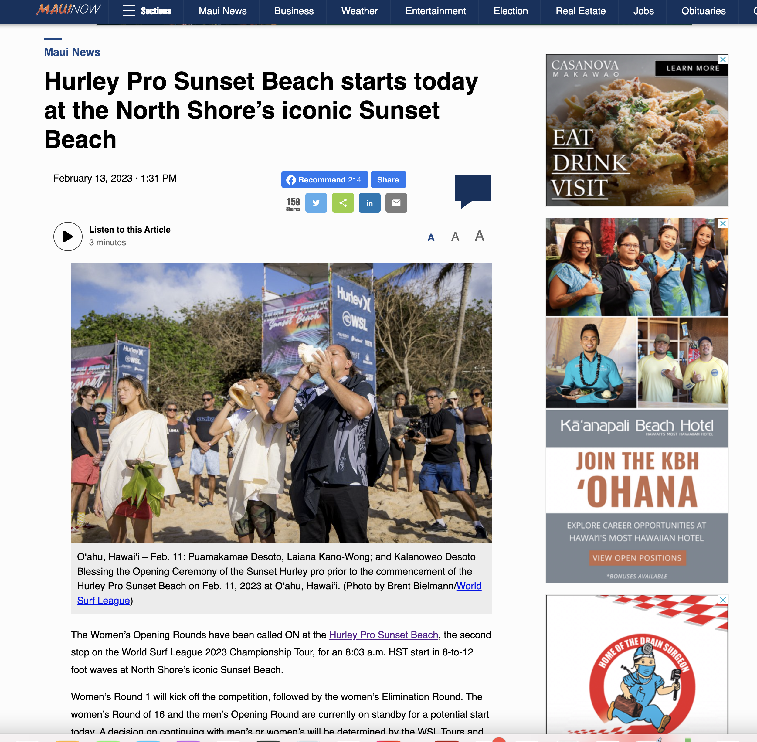 Hurley Pro Sunset Beach February 13, 2023