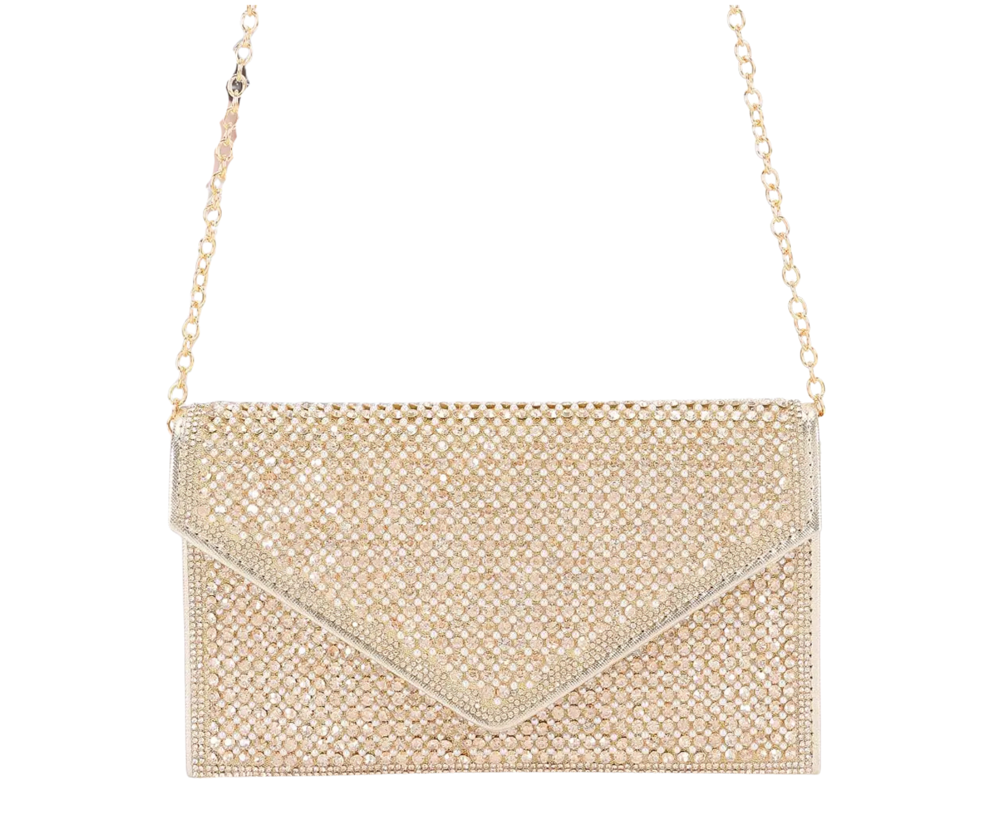 Rhinestone Envelope Clutch in Gold