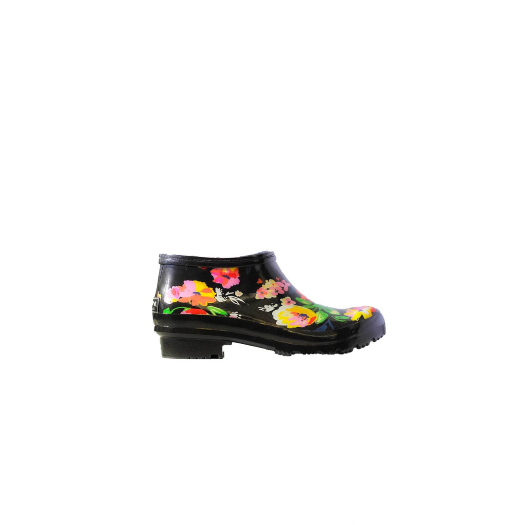 Black floral rain boots hotsell