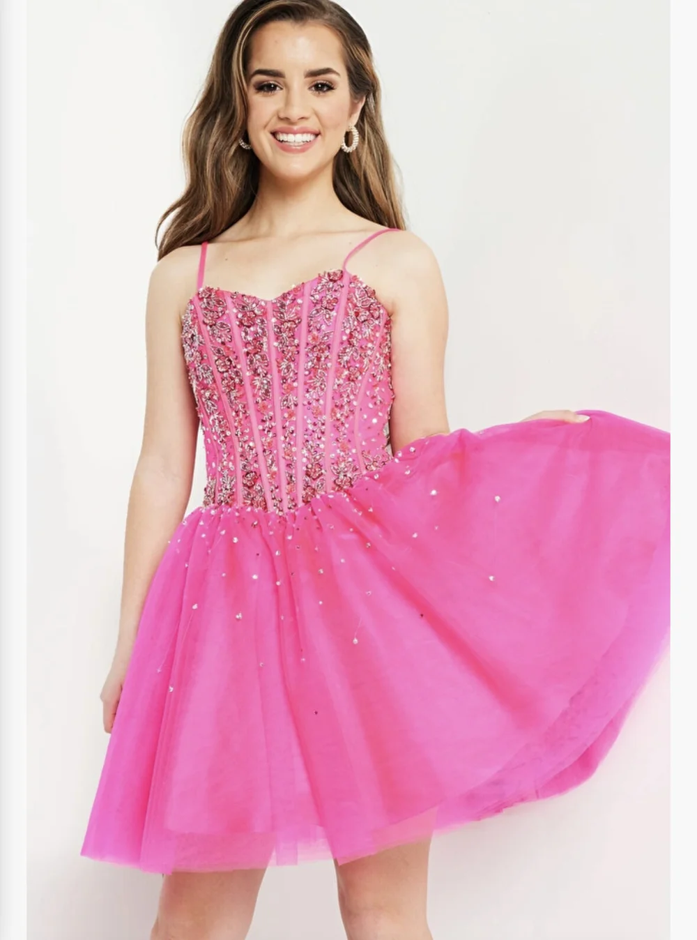 princess polly baby blue dress Makenzie Modest Short Sleeves Slit Maxi Chiffon Bridesmaid Dresses, Fuchsia main image 1