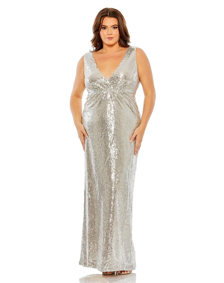 MD 68538 SEQUIN V-NECKLINE BACK CUTOUT GOWN