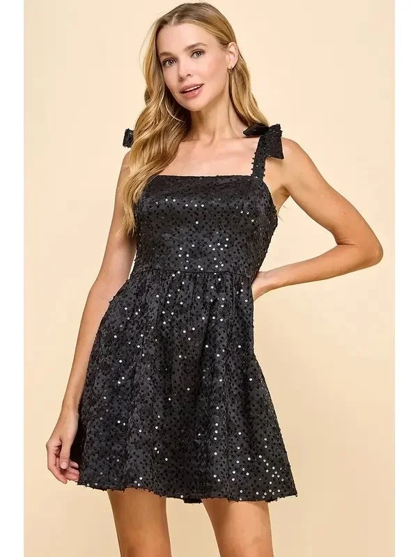 black glitter skater dress BlackMilk | Black Sparkle Sparkle Mini Skater Dress | Black main image 1
