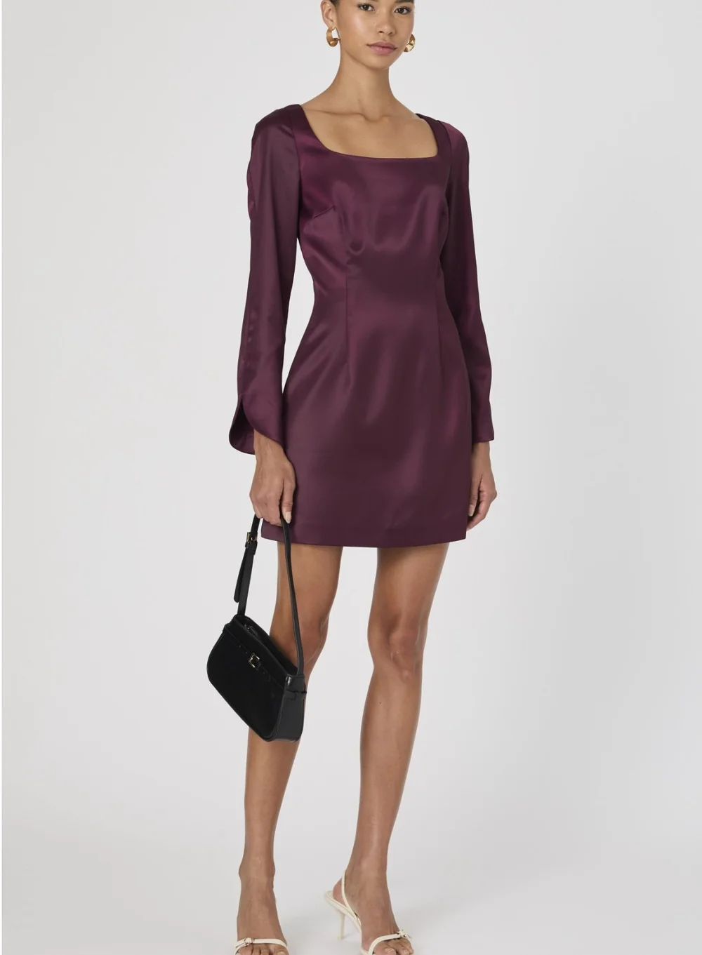 FC Structured Scoop Neck Burgundy Dress