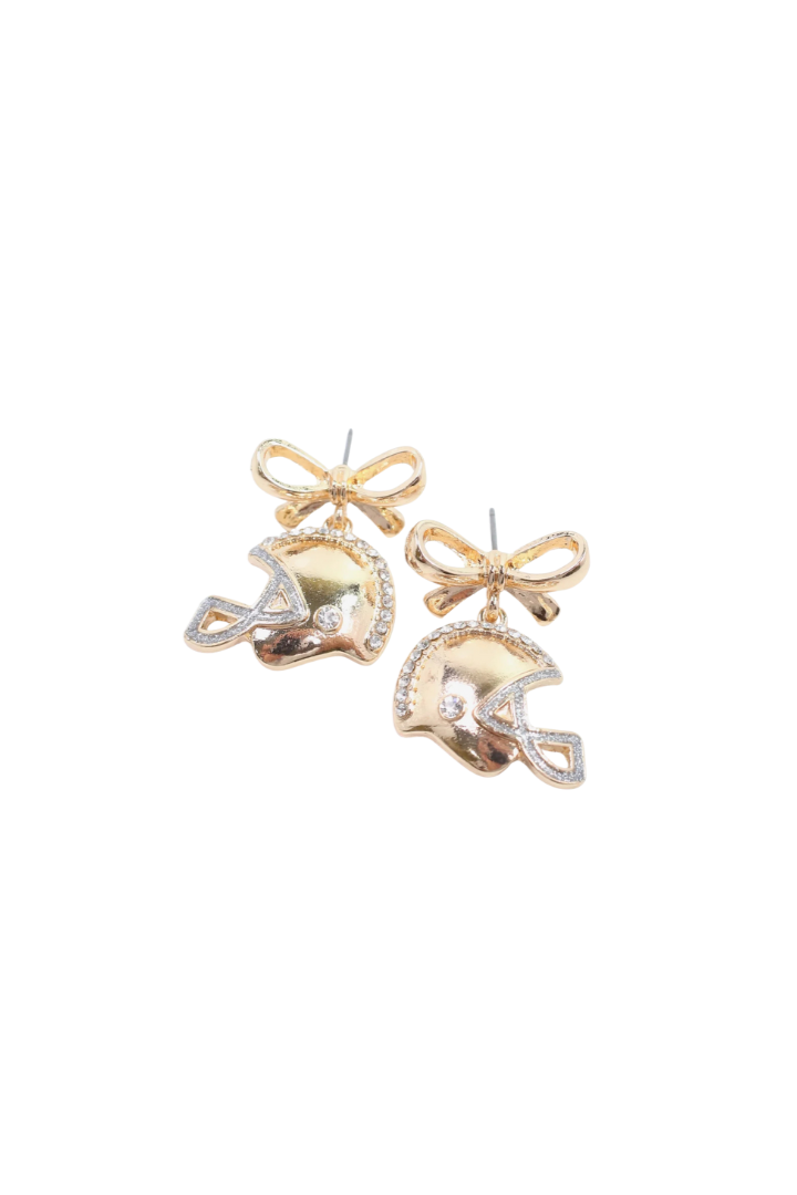 Sporty Bow Helmet Earring Gold