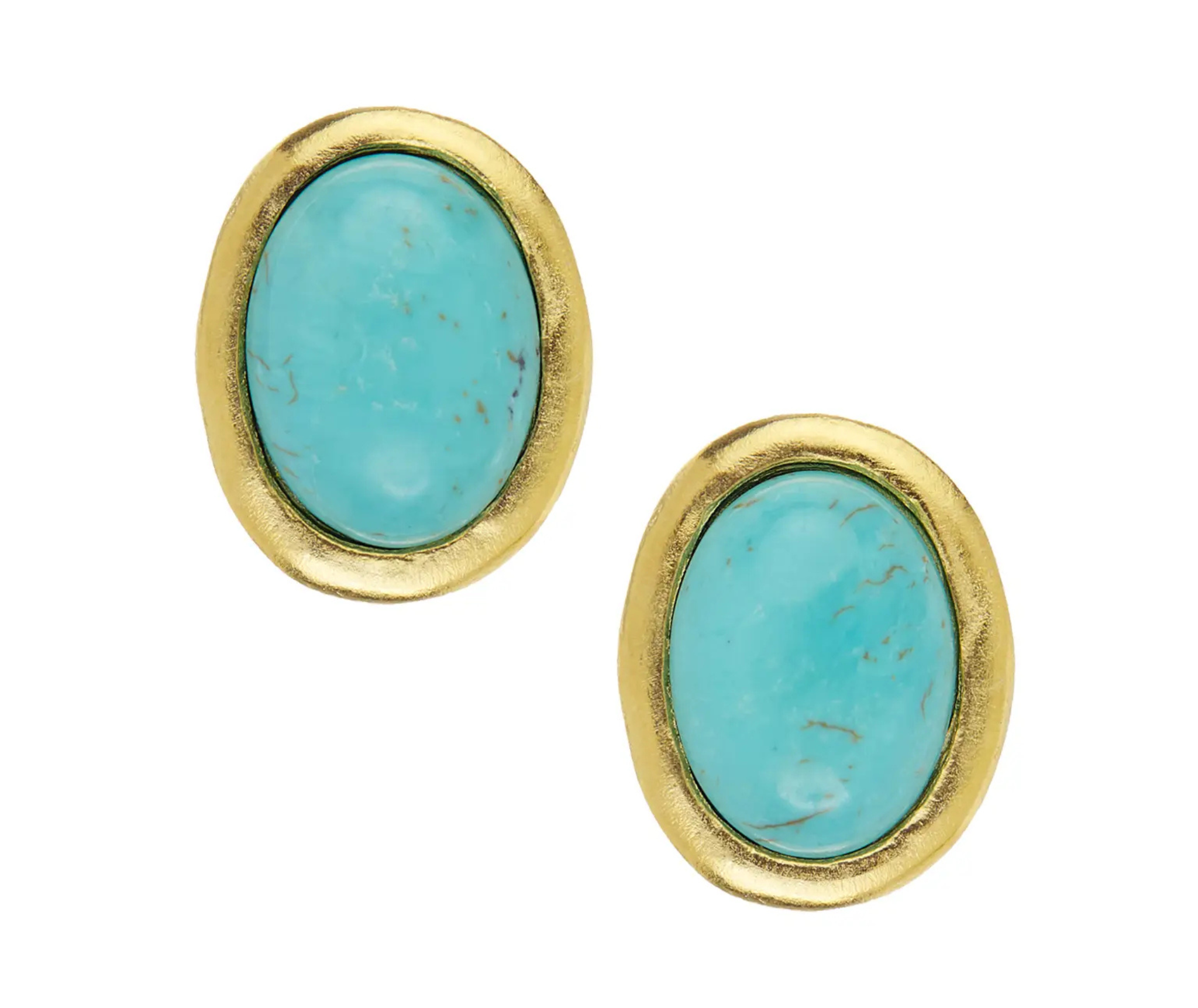 Susan Shaw Turquoise Cabochon Studs