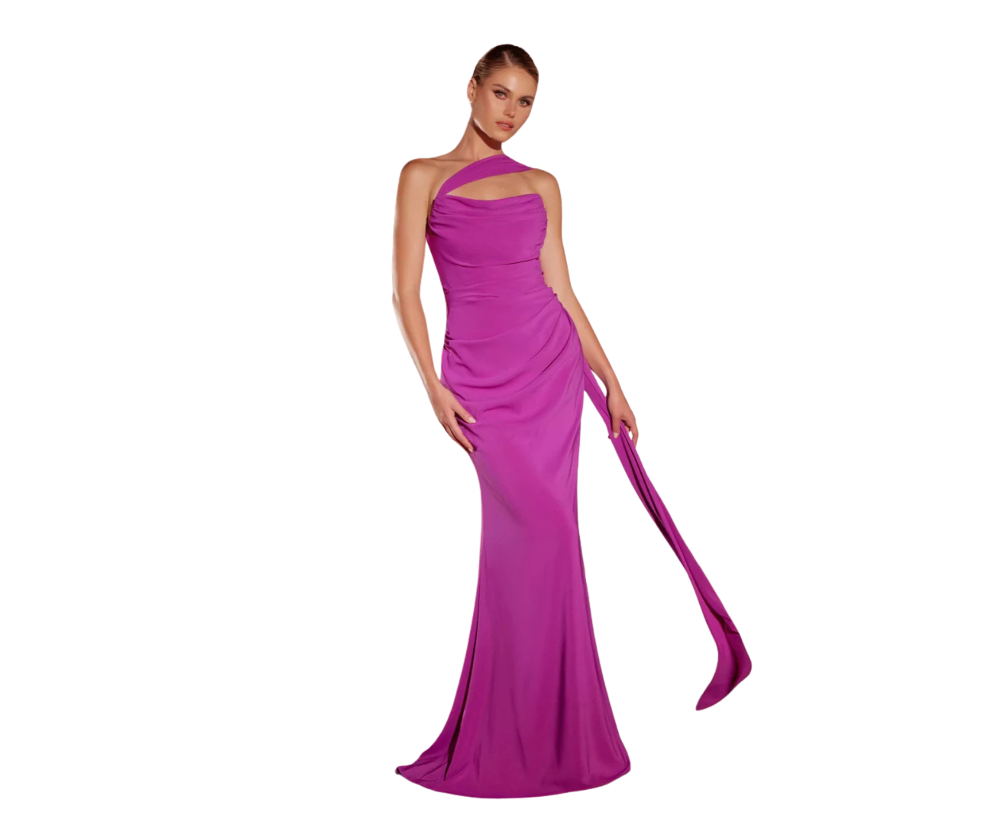Ladivine 7433 Versitile Tie Chiffon Dress in Orchid