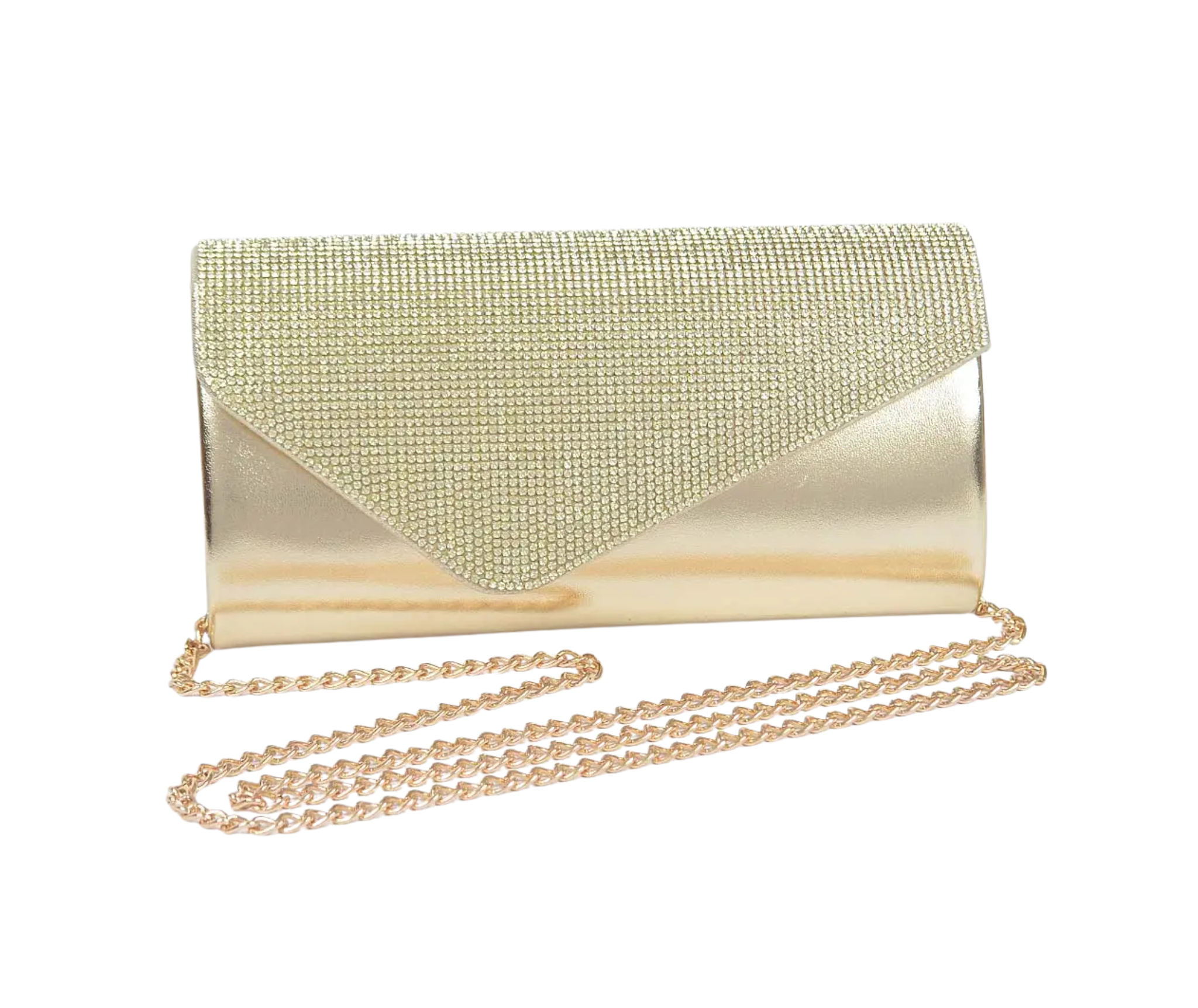 Rhinestone Party Clutch in Gold