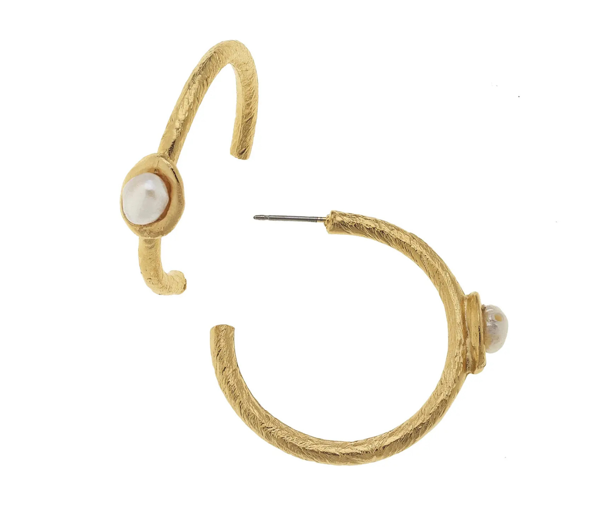 Susan Shaw Gold Mini Pearl Hoops