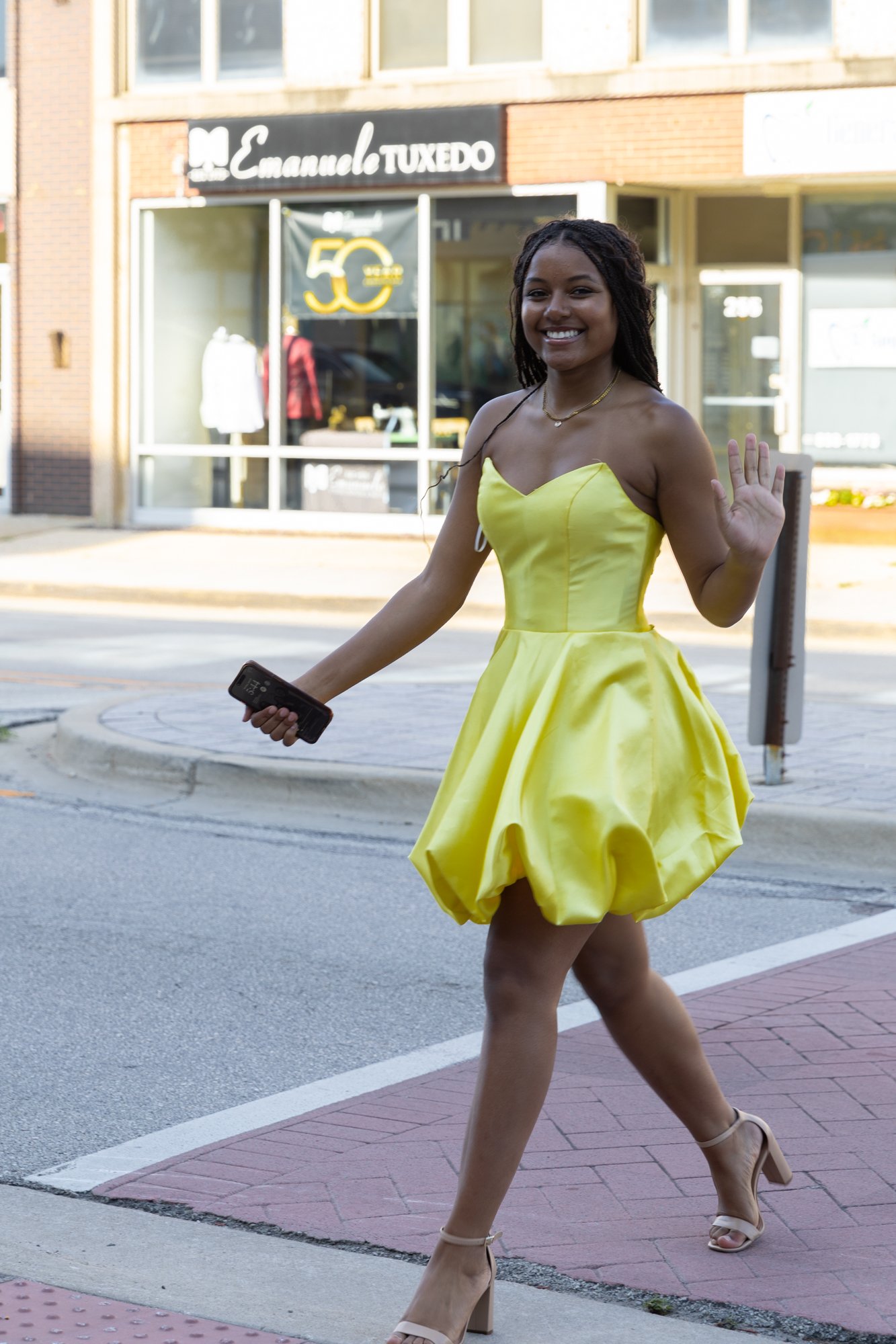 Jovani 08205 Strapless Bubble Dress in Banana Yellow