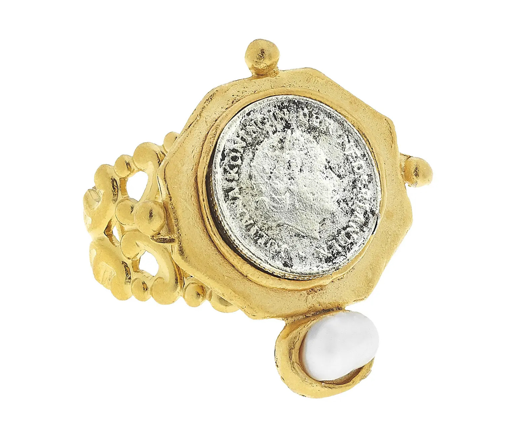 Susan Shaw Hancast Gold and Silver Coin Ring