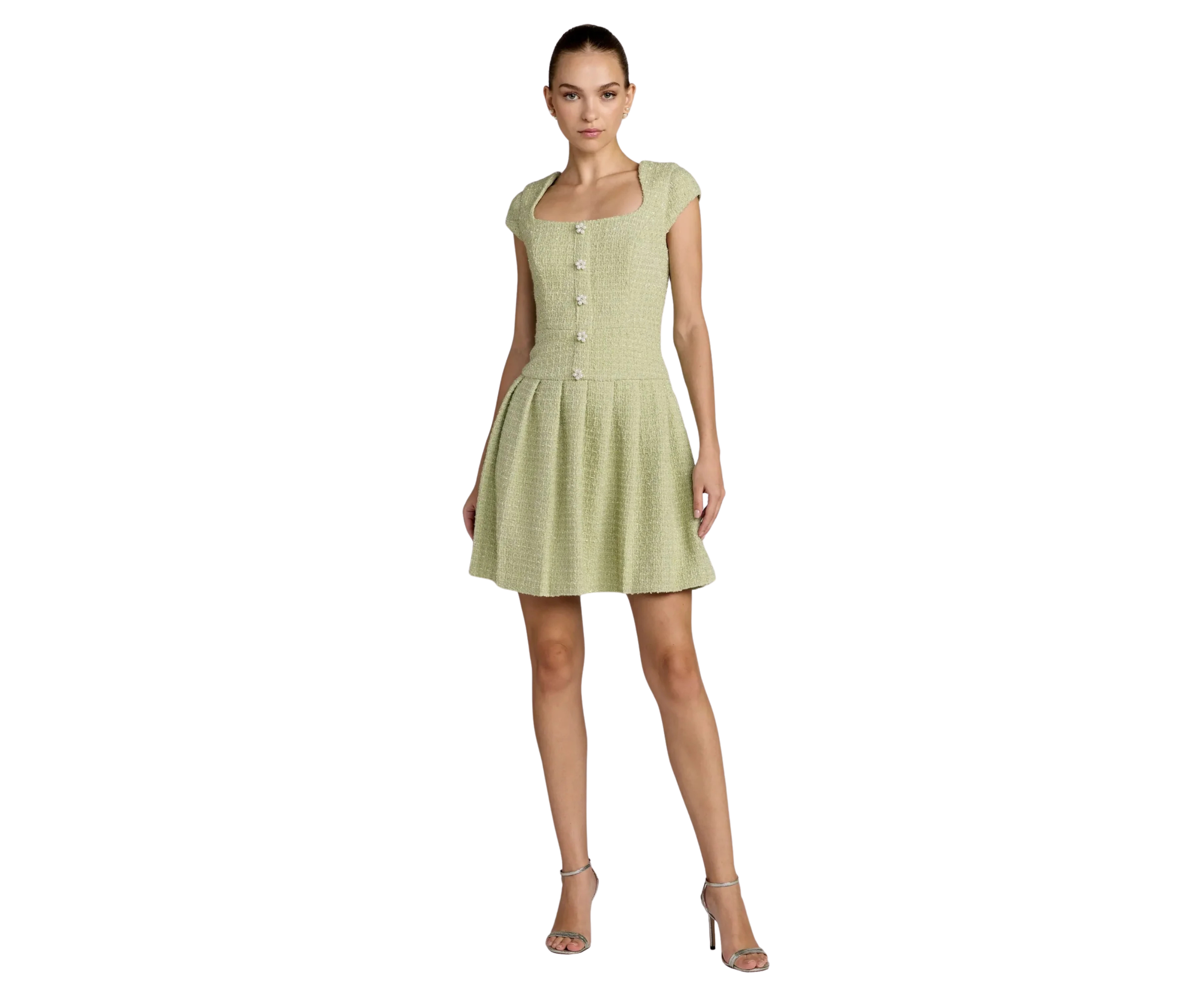 MD  56373 Boucle Cap Sleeve Sage Dress