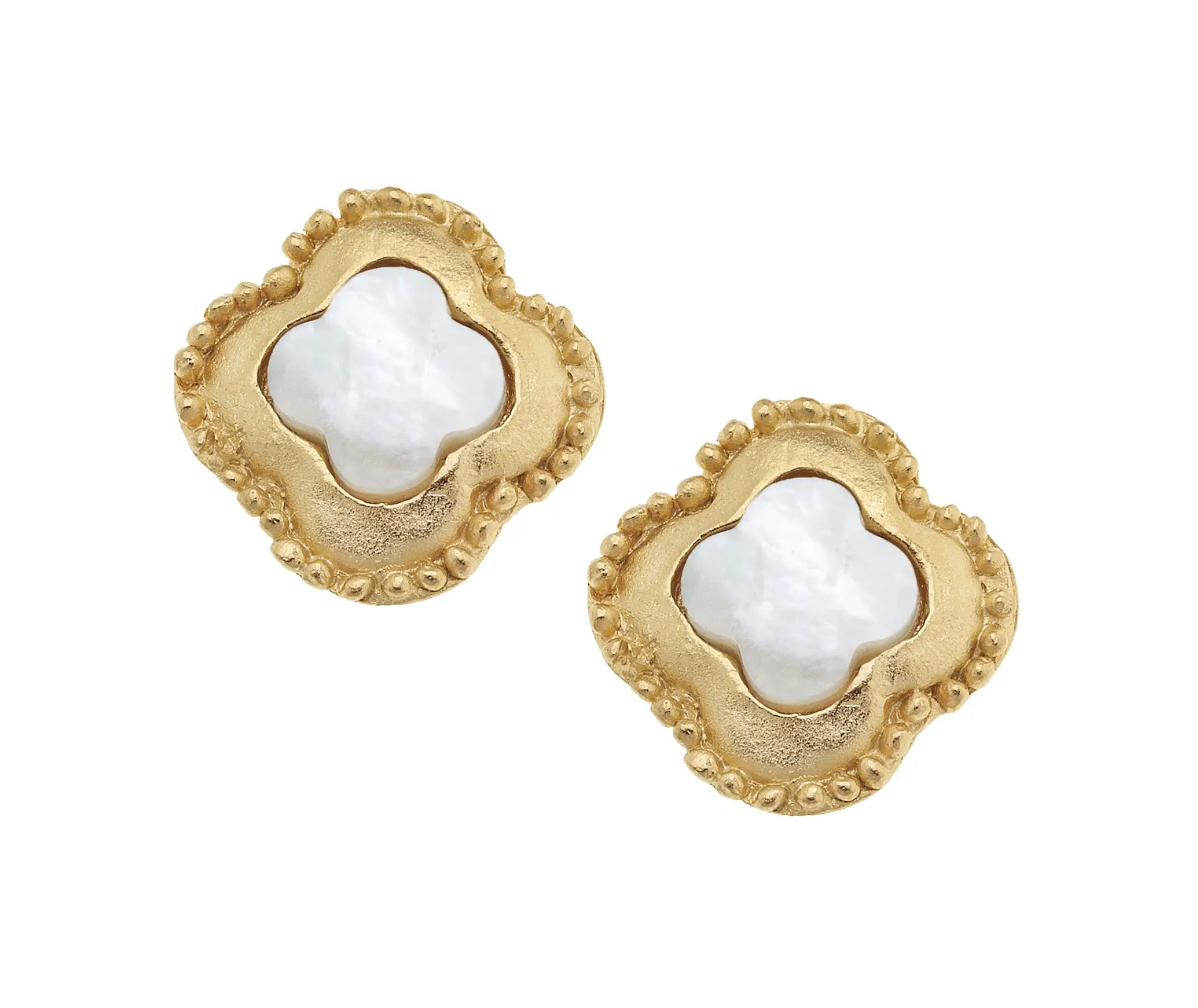 Susan Shaw Mother of Pearl Clover Studs