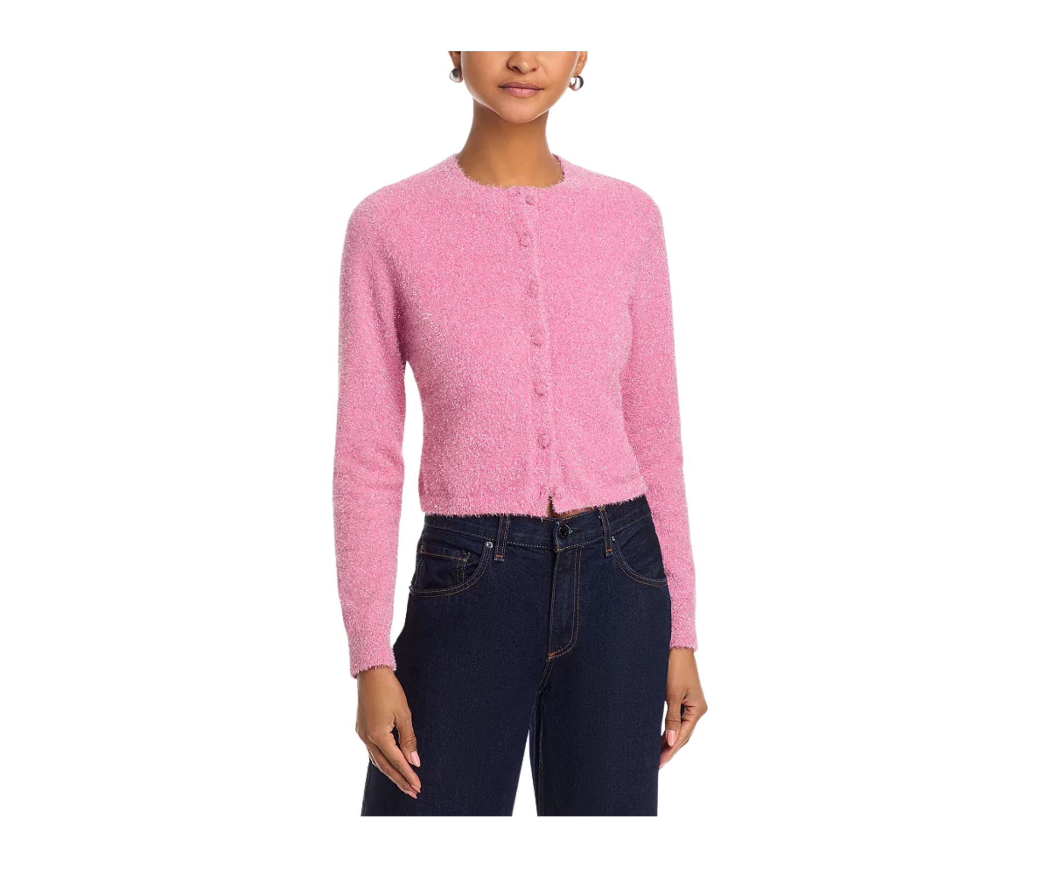 FC Tinsel Knit Slim Cardigan Pink1.png