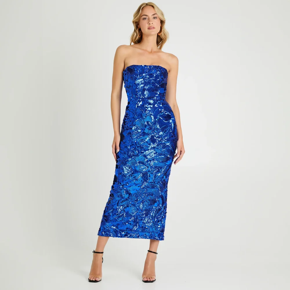 green emerald velvet dress Helsi Women's Leslie Sequin Strapless Gown - Blue - Size M main image 0