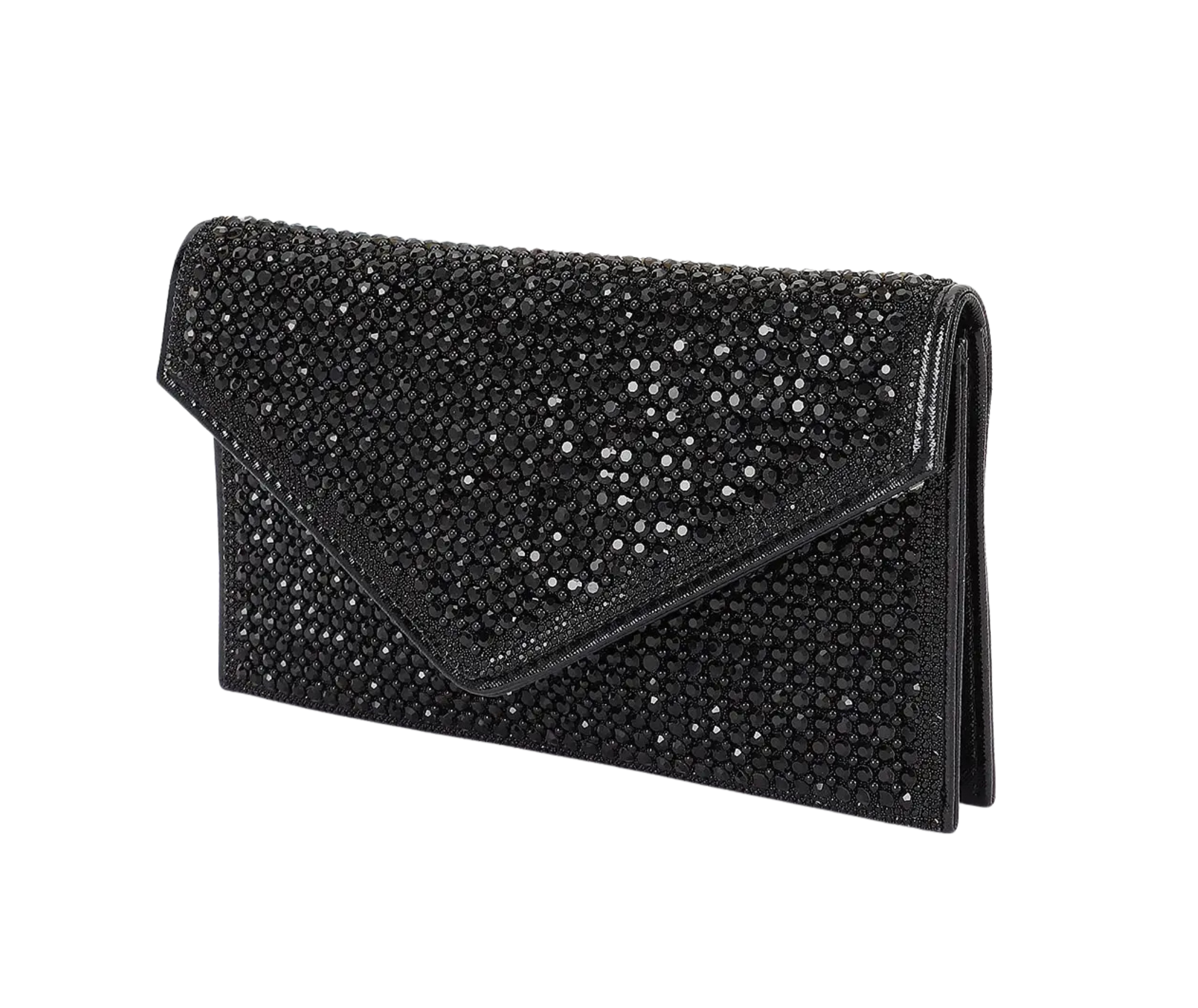 Rhinestone Envelope Clutch in Black