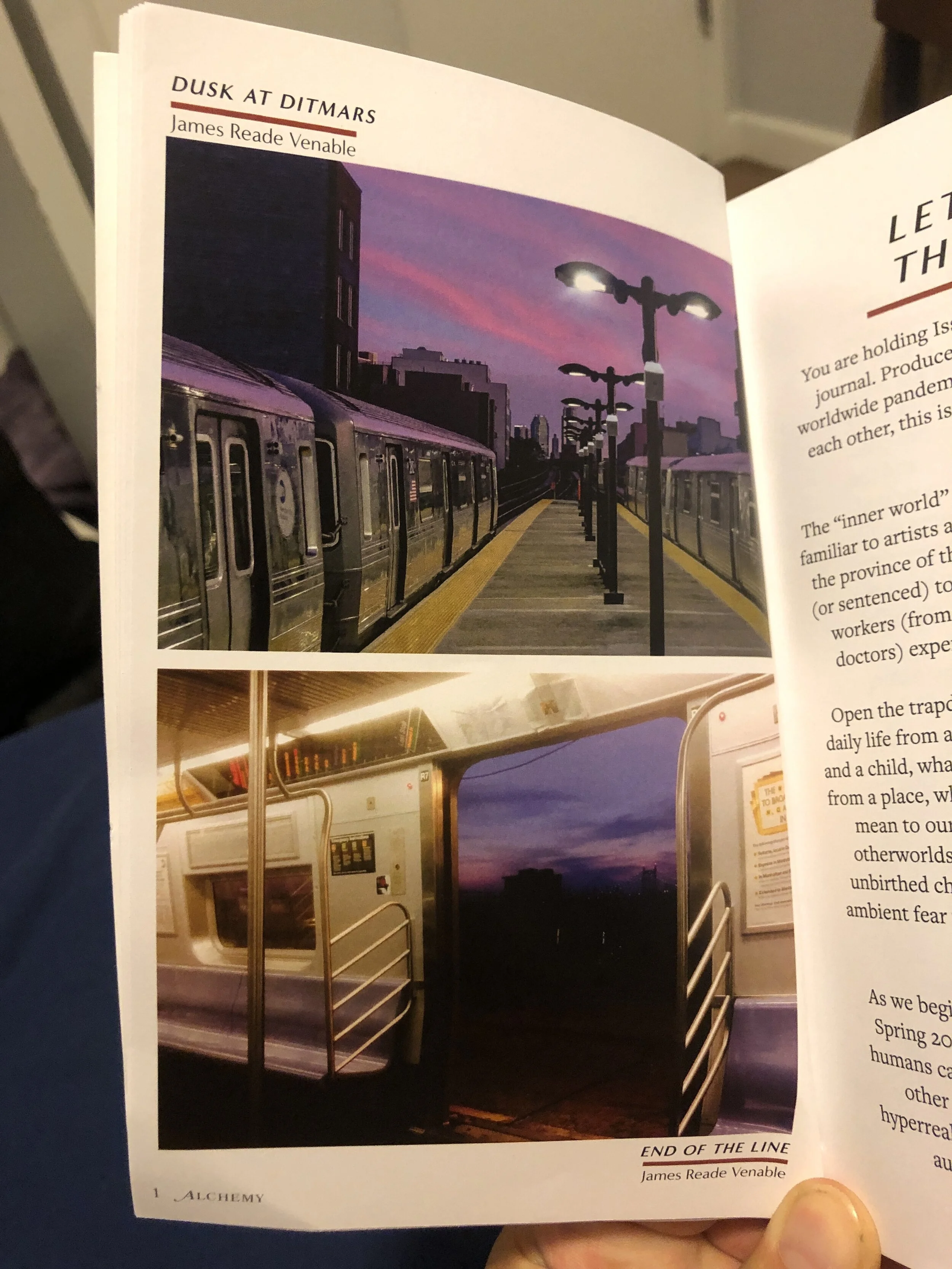 "End Of The Line" and "Dusk At Ditmars" both  published for the 2nd time in Alchemy 2021