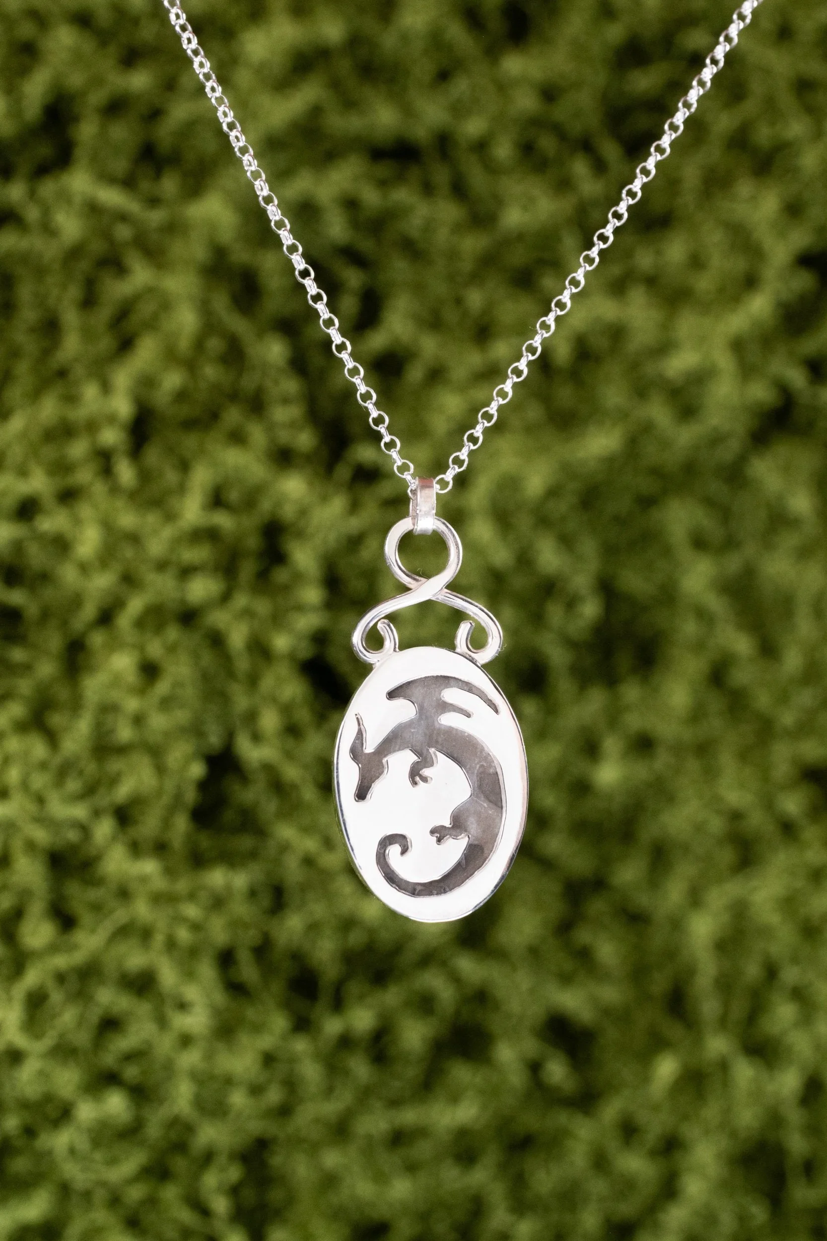 Dragon Cotton Marble Silver Necklace