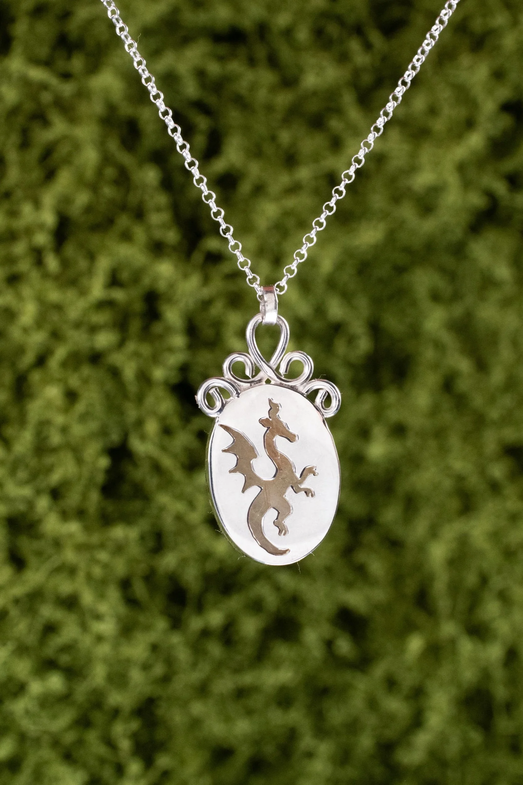 Dragon Golden Rutile Silver Necklace