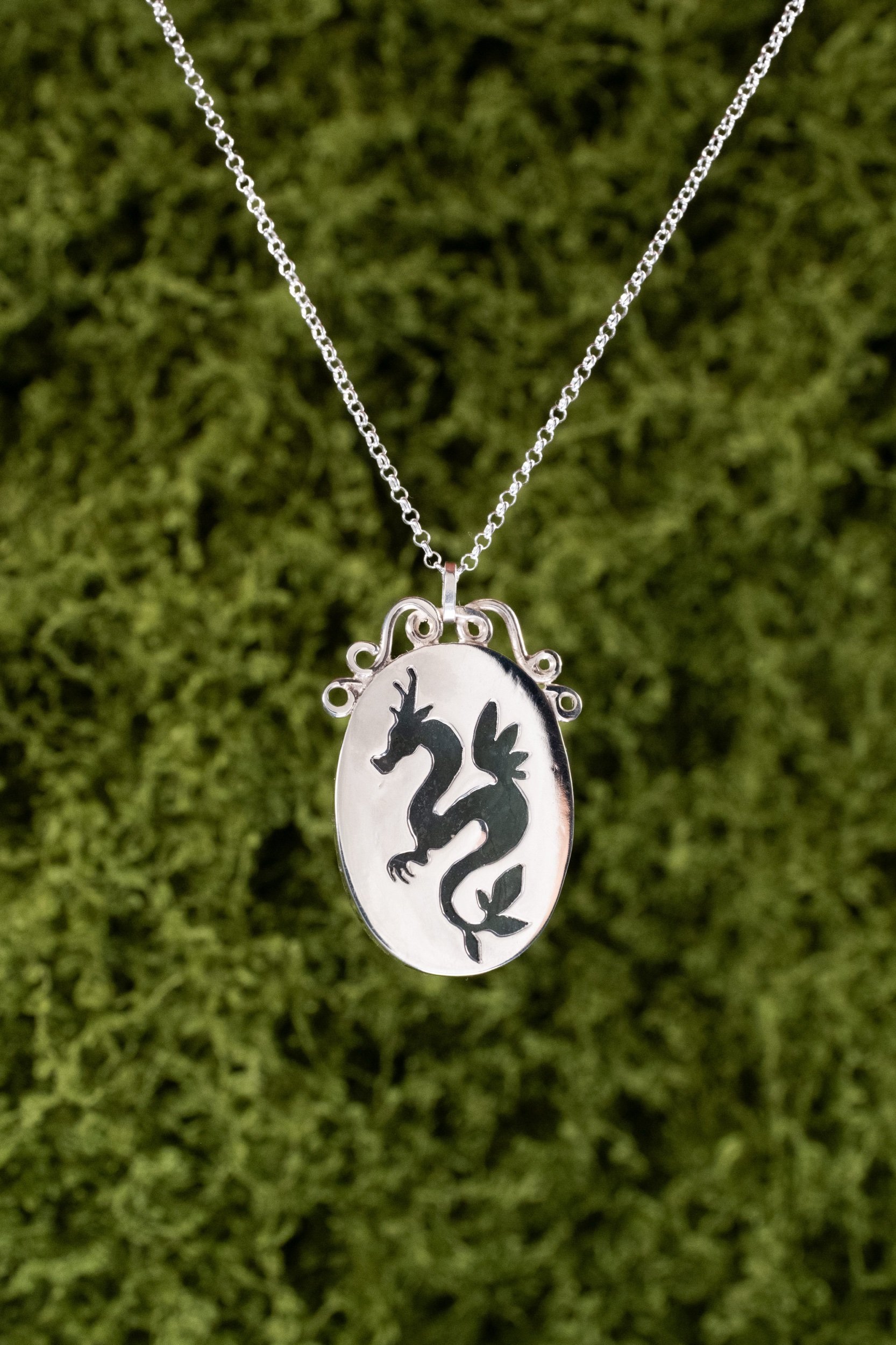 Dragon Moss Agate Silver Necklace