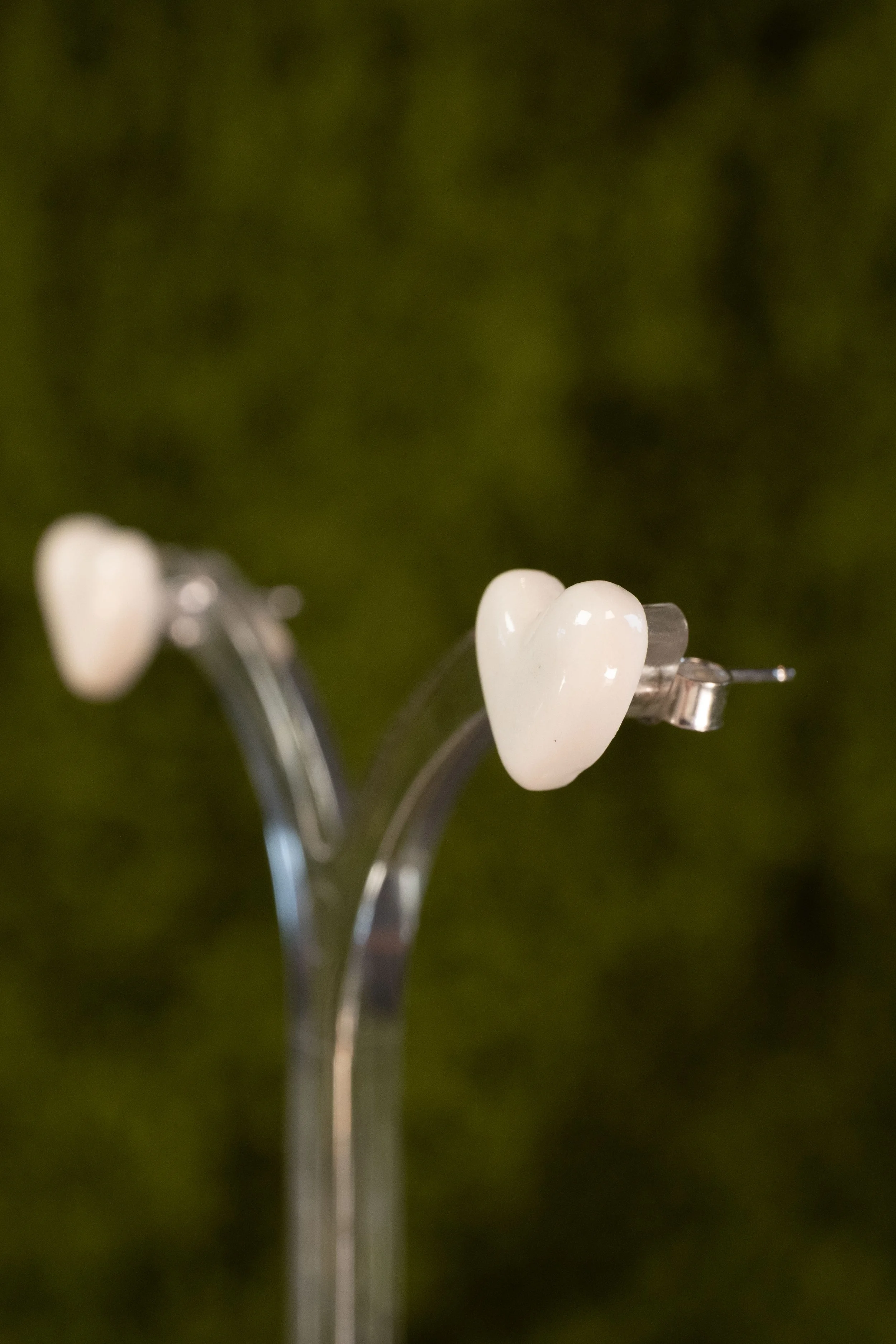 White Heart Stud Earrings