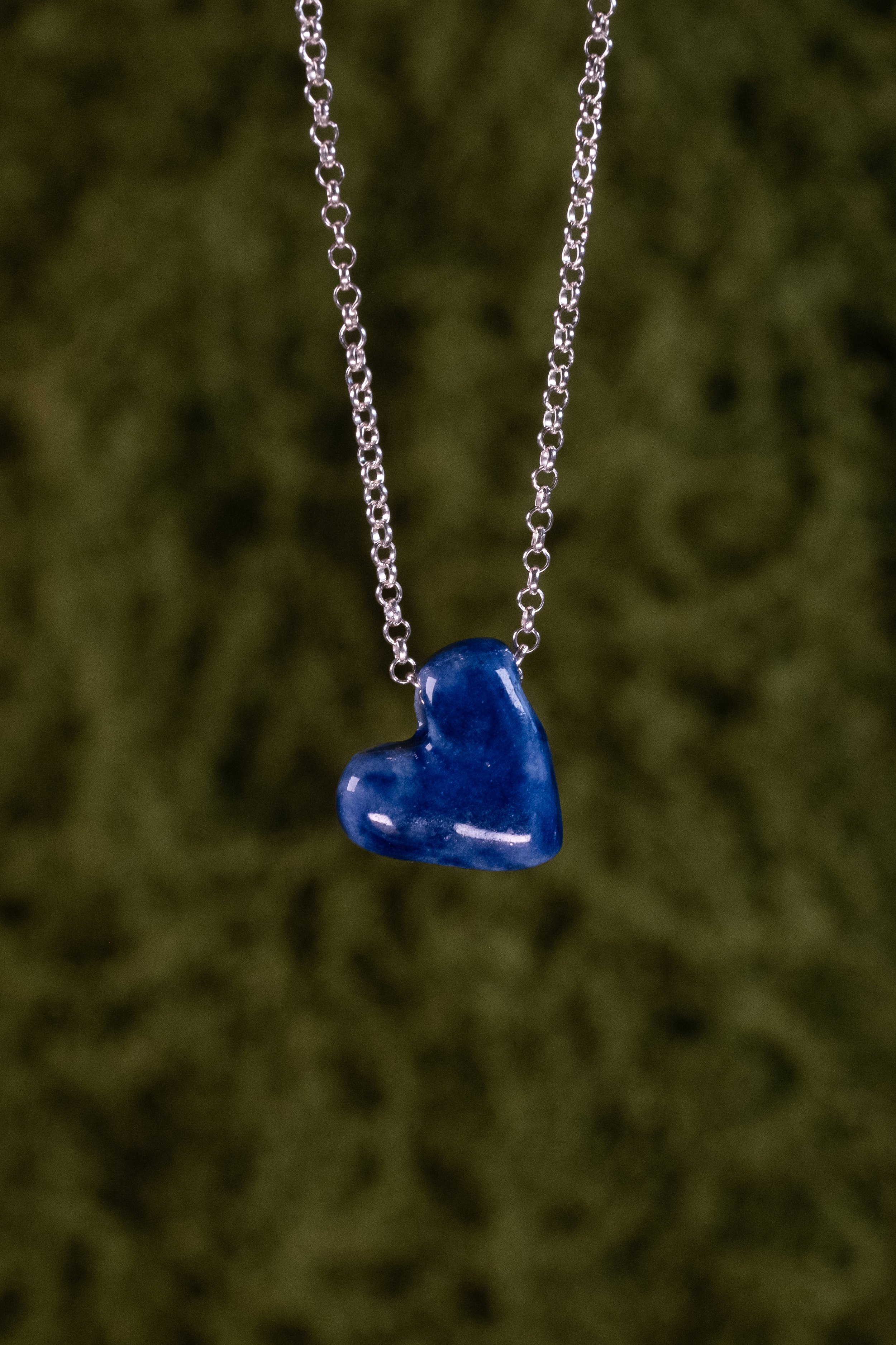 Blue Heart Pendant Necklace