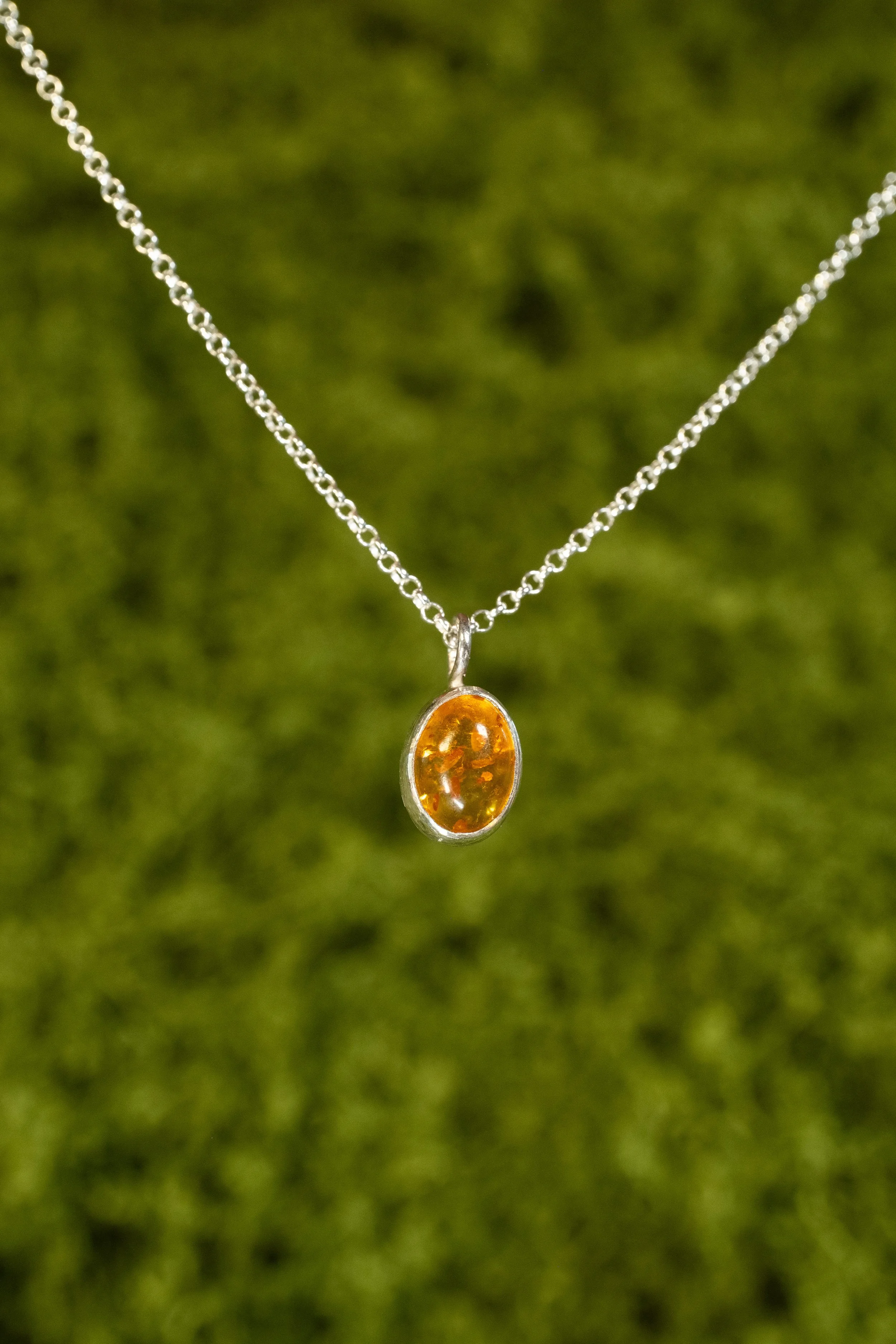 Amber Silver Necklace
