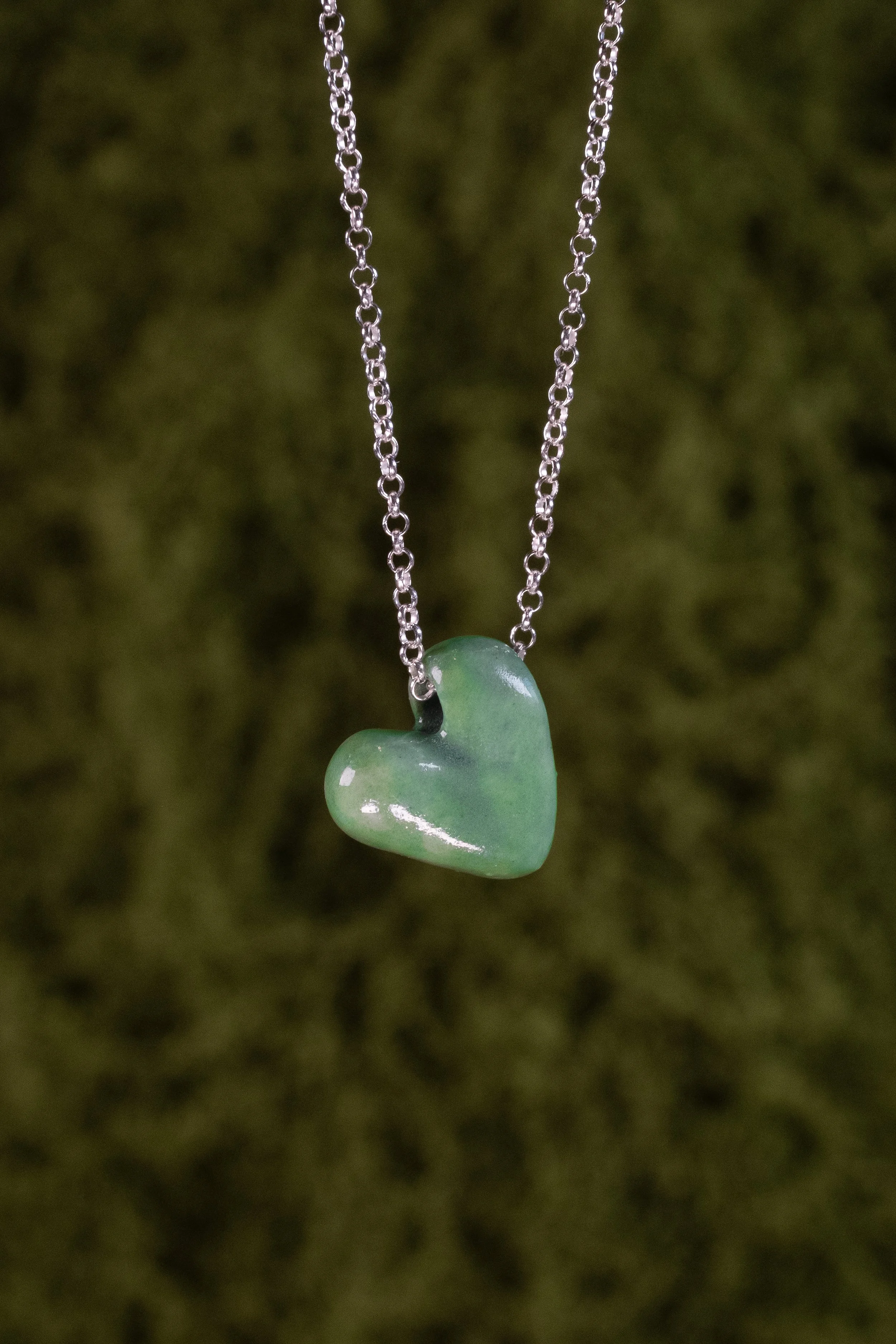 Green Heart Pendant Necklace
