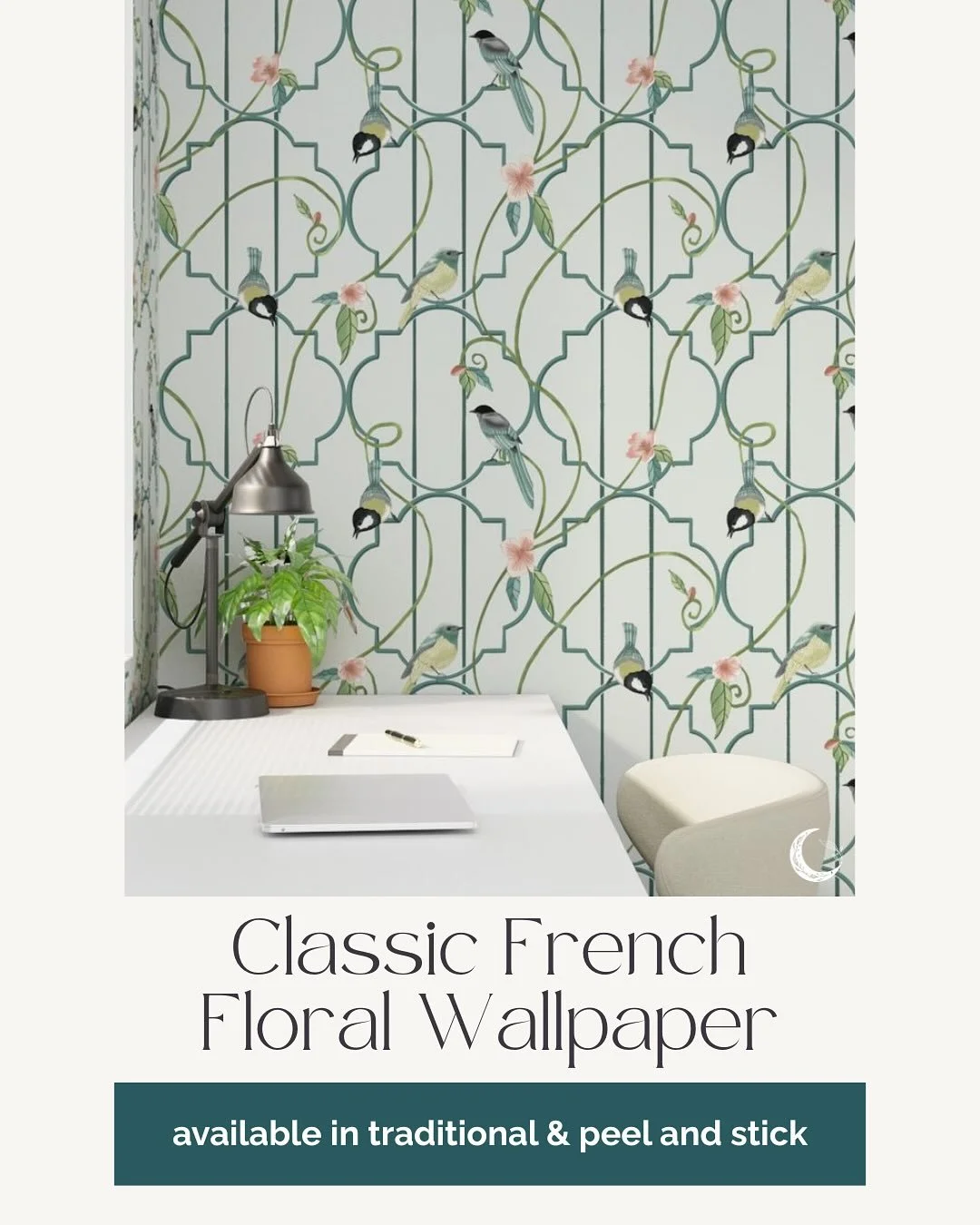 New French Chinoiserie Collection is now available in the Wallpaper Shop! Visit the Silver like the Moon website to explore this delicate, hand-painted floral garden experience! #chinoiseriechic #chinoiserie #chinoiseriestyle #frenchcountry #englishg