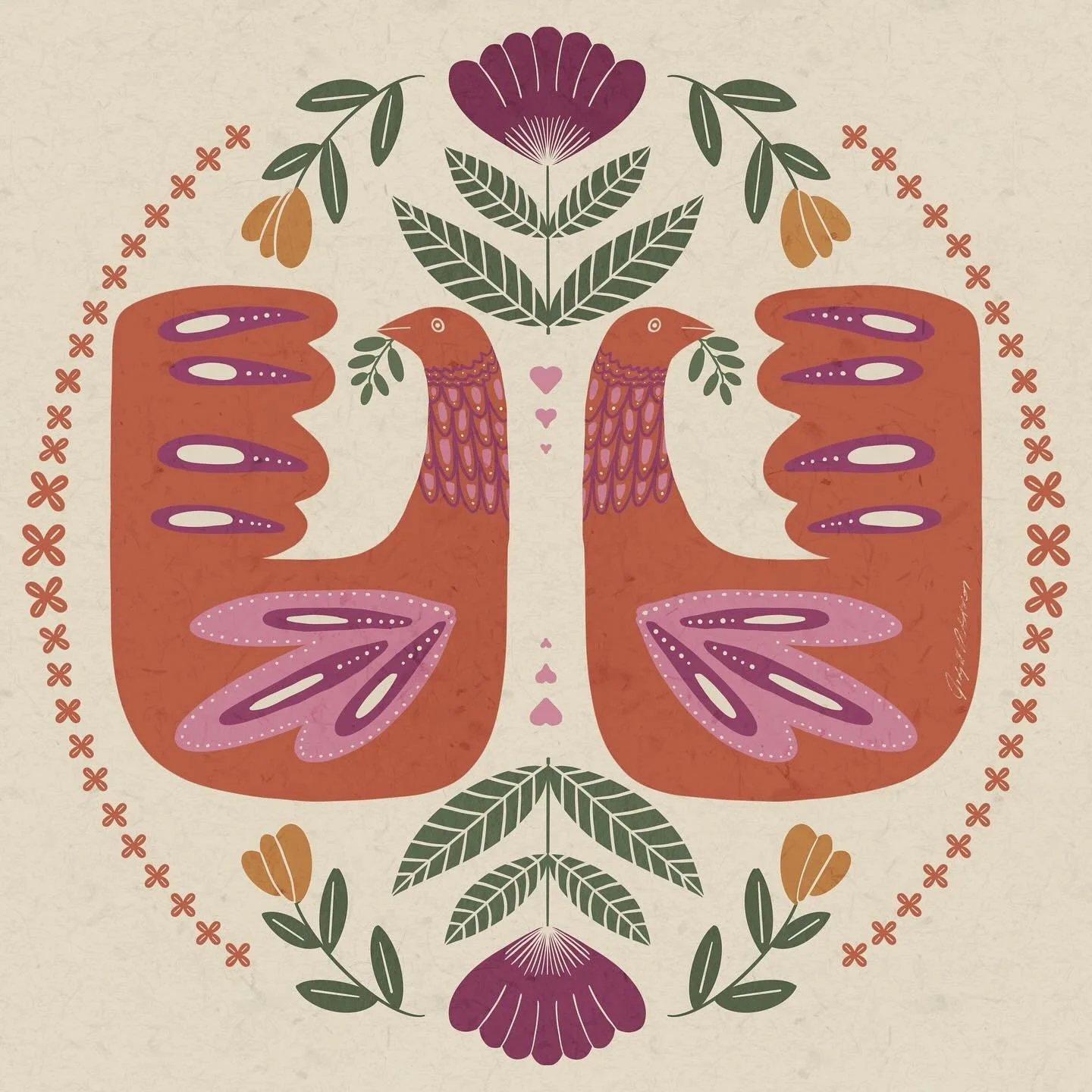 Playing with folk art style, textures, and colors with @lizkohlerbrown always fun classes! Perfect way to end the weekend.