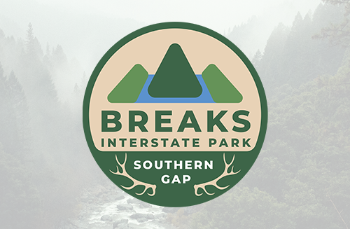 Breaks Park Southern Gap Site logo with stylized antlers and the text