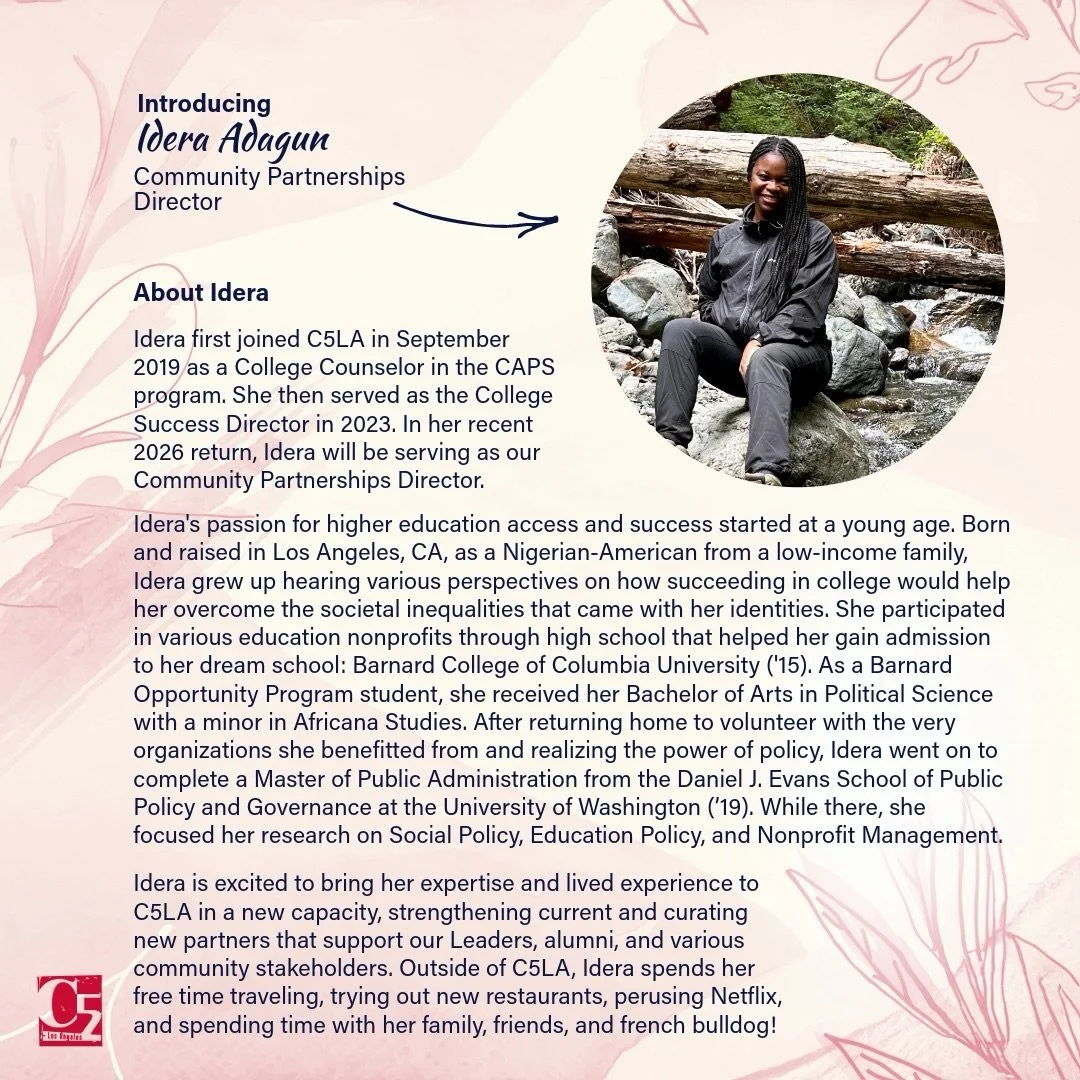 Please join us in giving a warm welcome (back) to our newest team member! 🎉 

We&rsquo;re excited to have you on board and can&rsquo;t wait for everyone to get to know you. Welcome back to the team!
 
#C5LA #WelcomeBack #CommunityPartnershipsDirecto