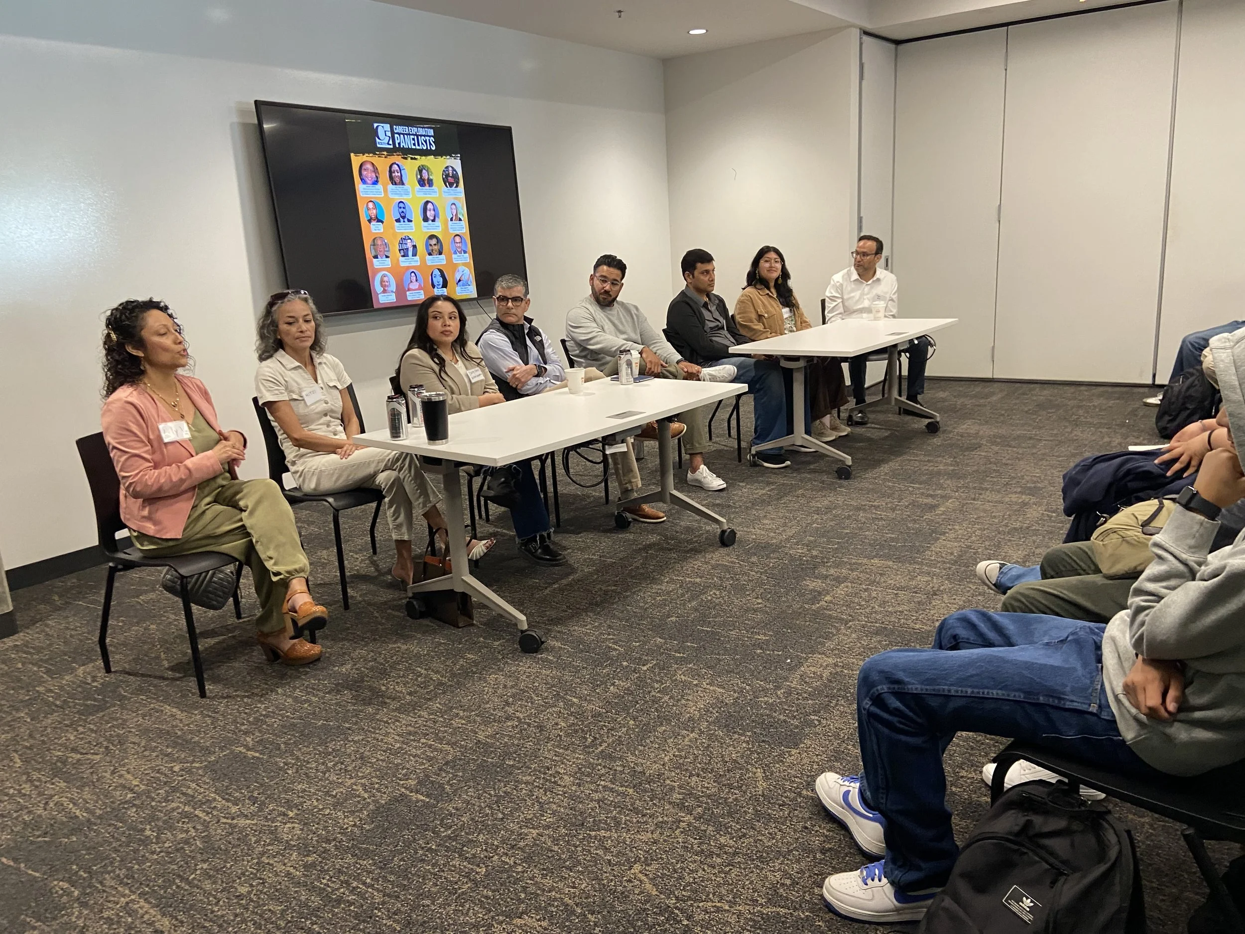 Panelists sharing work experience to high school students