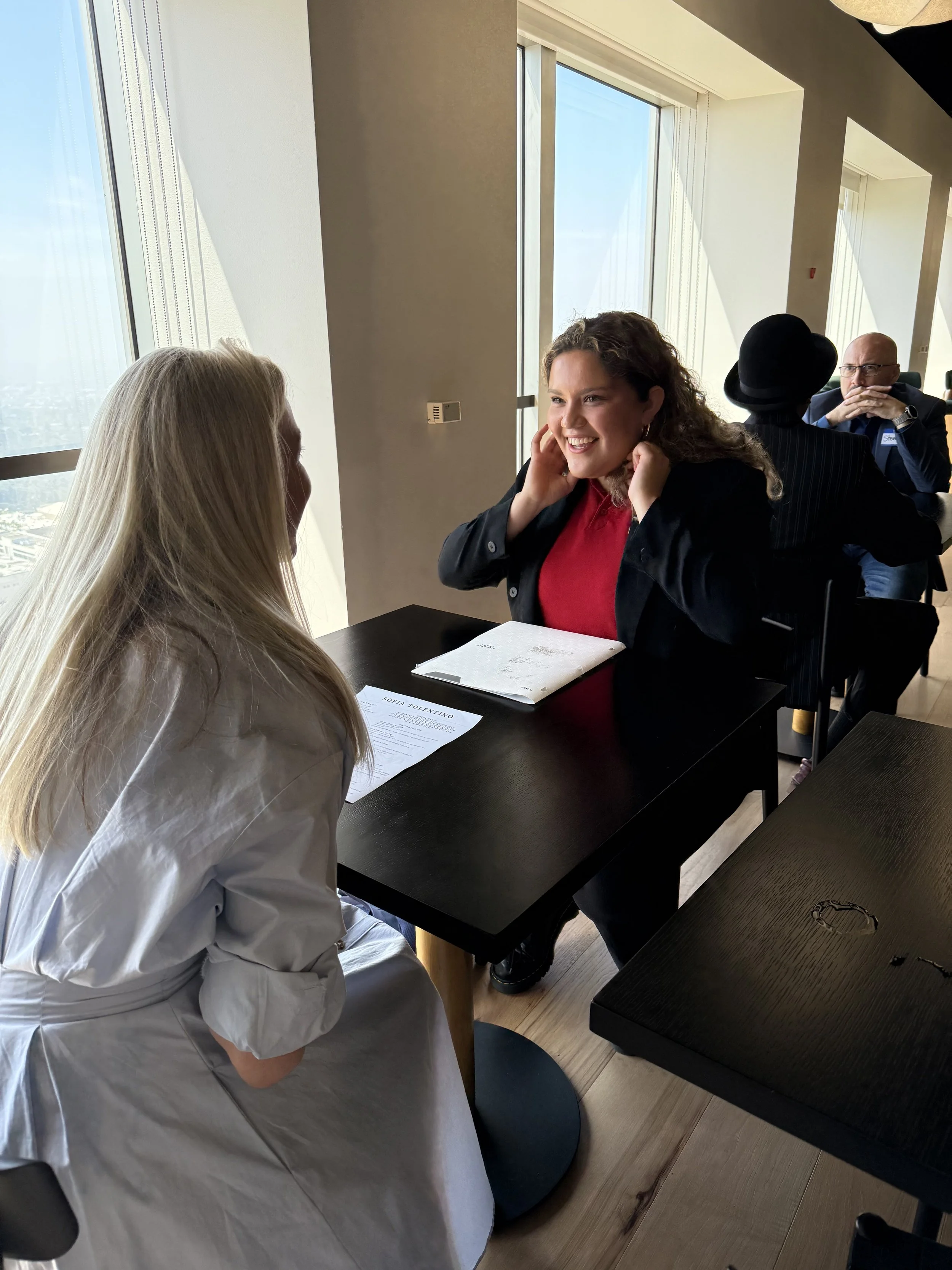 Student interviewing for internship opportunity