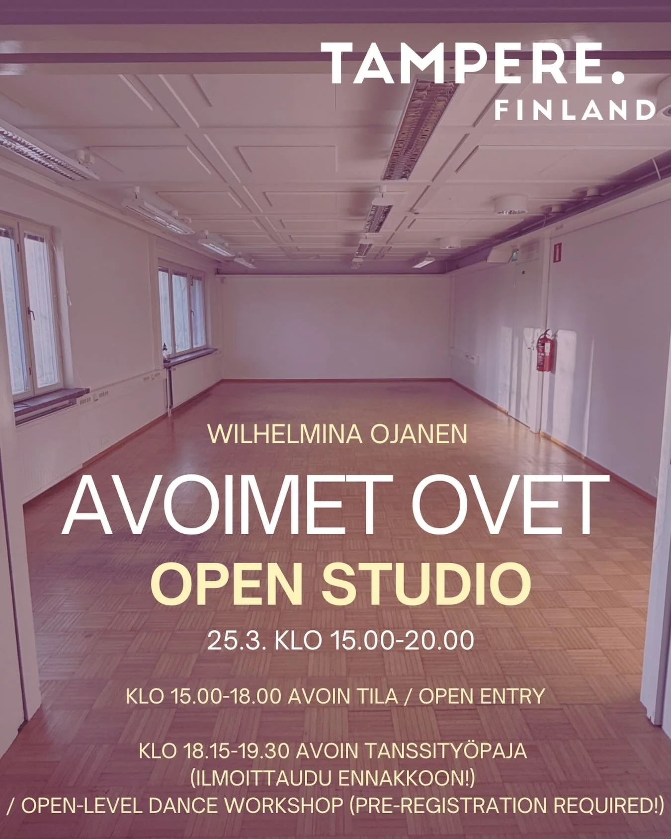 IN ENGLISH:

OPEN STUDIO AND WORKSHOP - Wed 25.3. 3-8pm ✨

I will be holding an open studio and a free workshop in my dance artist workspace at Kauppi Virkatalo on Wed 25.3. 3-8pm

Welcome to explore my work, space and upcoming events! 💛

The space 