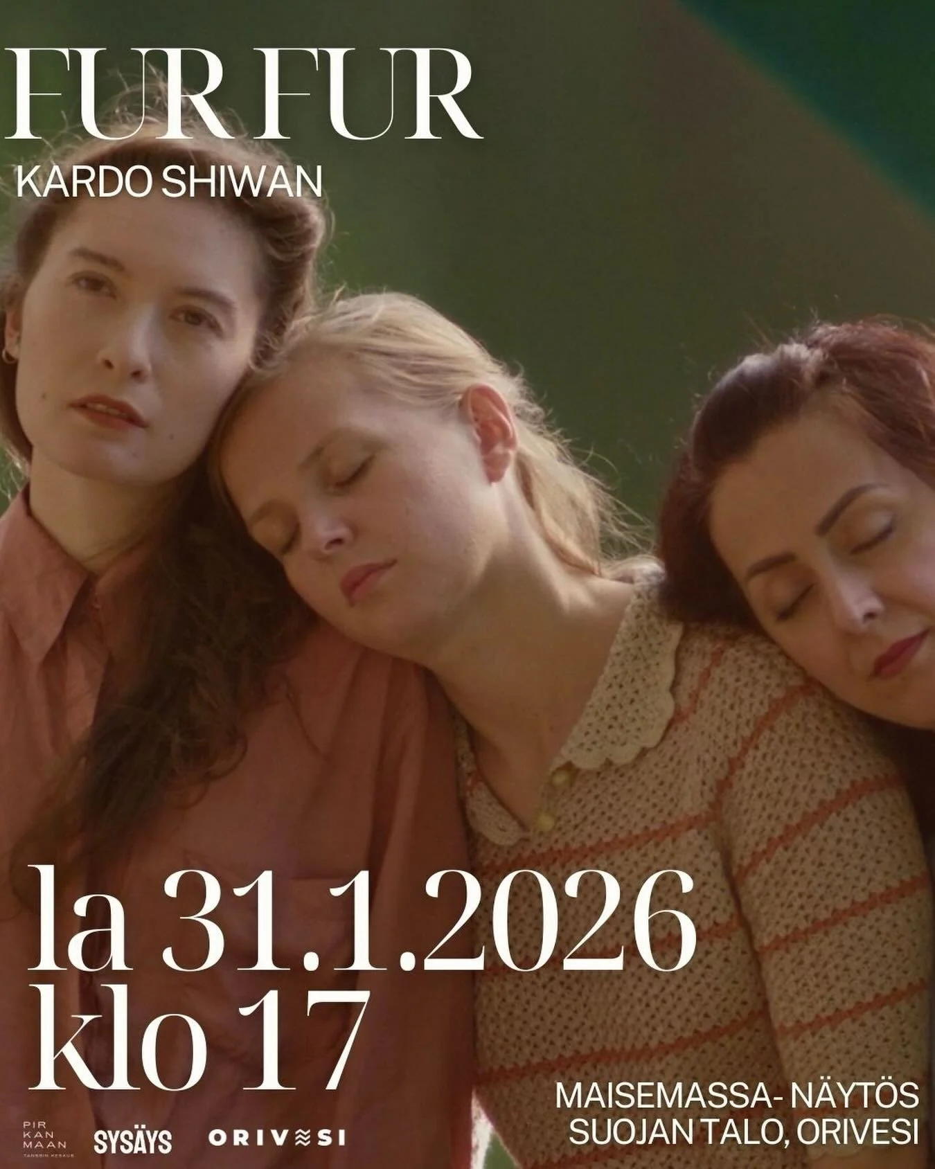 Kardo Shiwanin ja ty&ouml;ryhm&auml;n lyhytelokuva FUR FUR n&auml;ytet&auml;&auml;n lauantaina 31.1.2026. klo 17 Maisemassa - tanssi- ja sirkuselokuvien n&auml;yt&ouml;s Orivedell&auml;.✨ Tule n&auml;yt&ouml;kseen katsomaan upeita tanssi- ja sirkusel