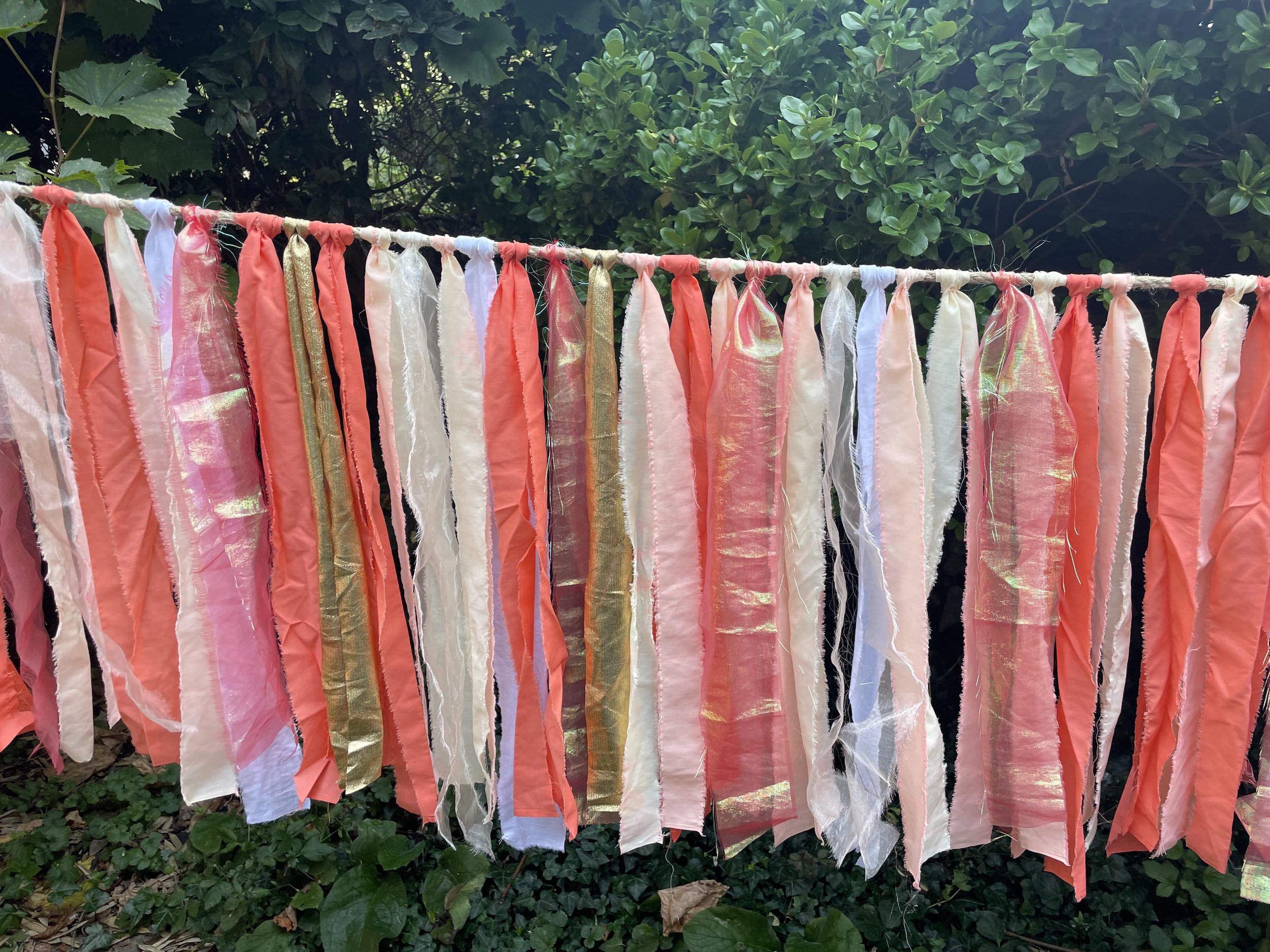 Coral, beige, white &amp; gold bunting