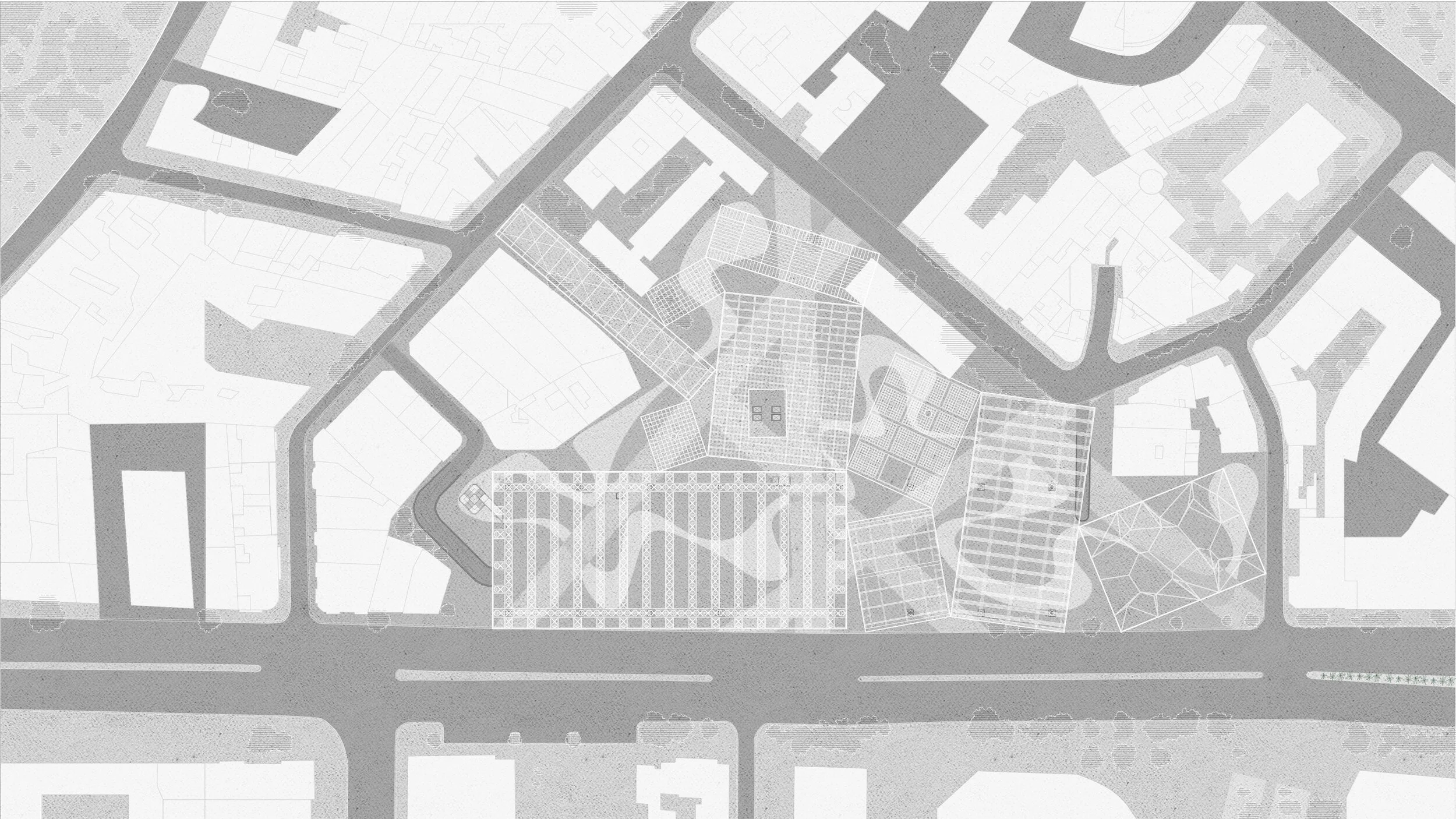 The ground becomes a programmatic device that activates the ground through different city patches. The juxtaposition of ground, roof, and in-between offers various conditions that foster a range of engagement possibilities.