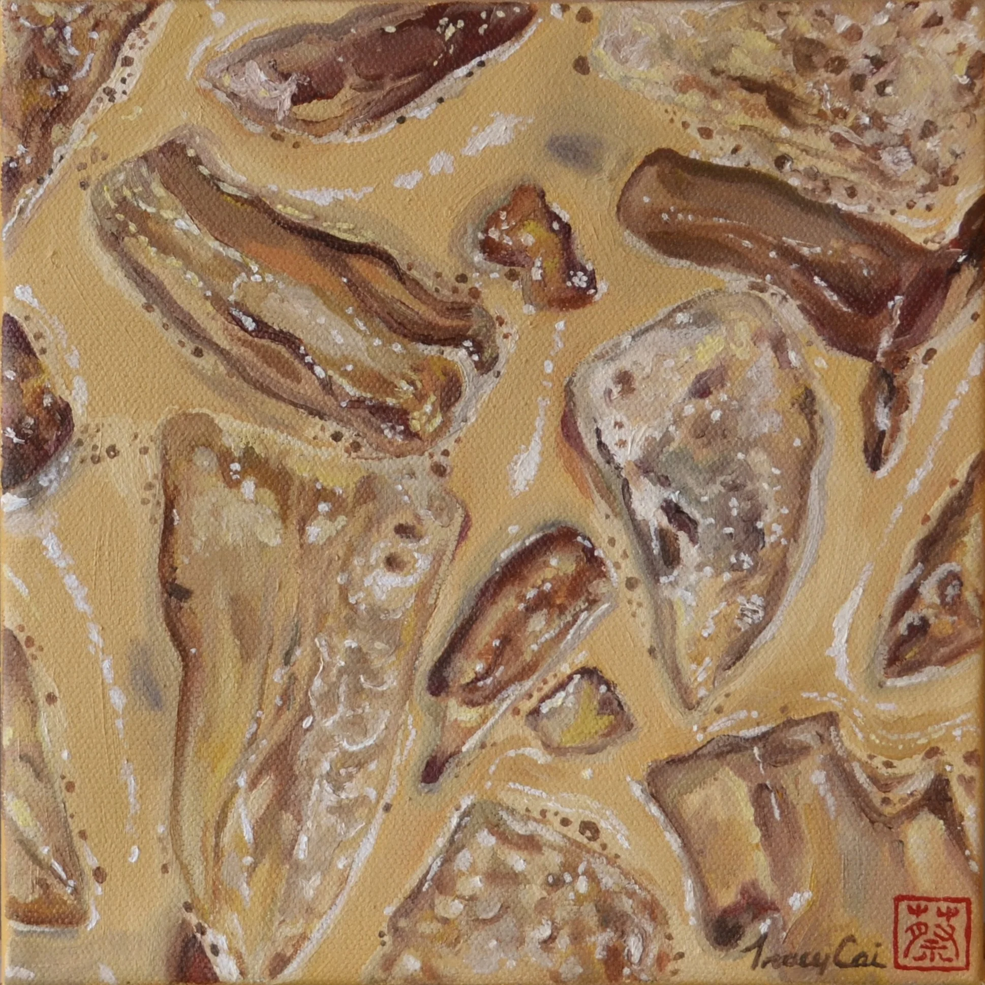   Ice study No.2: "Iced Latte"   (8"x8", Oil on canvas, 2026) - [sold]