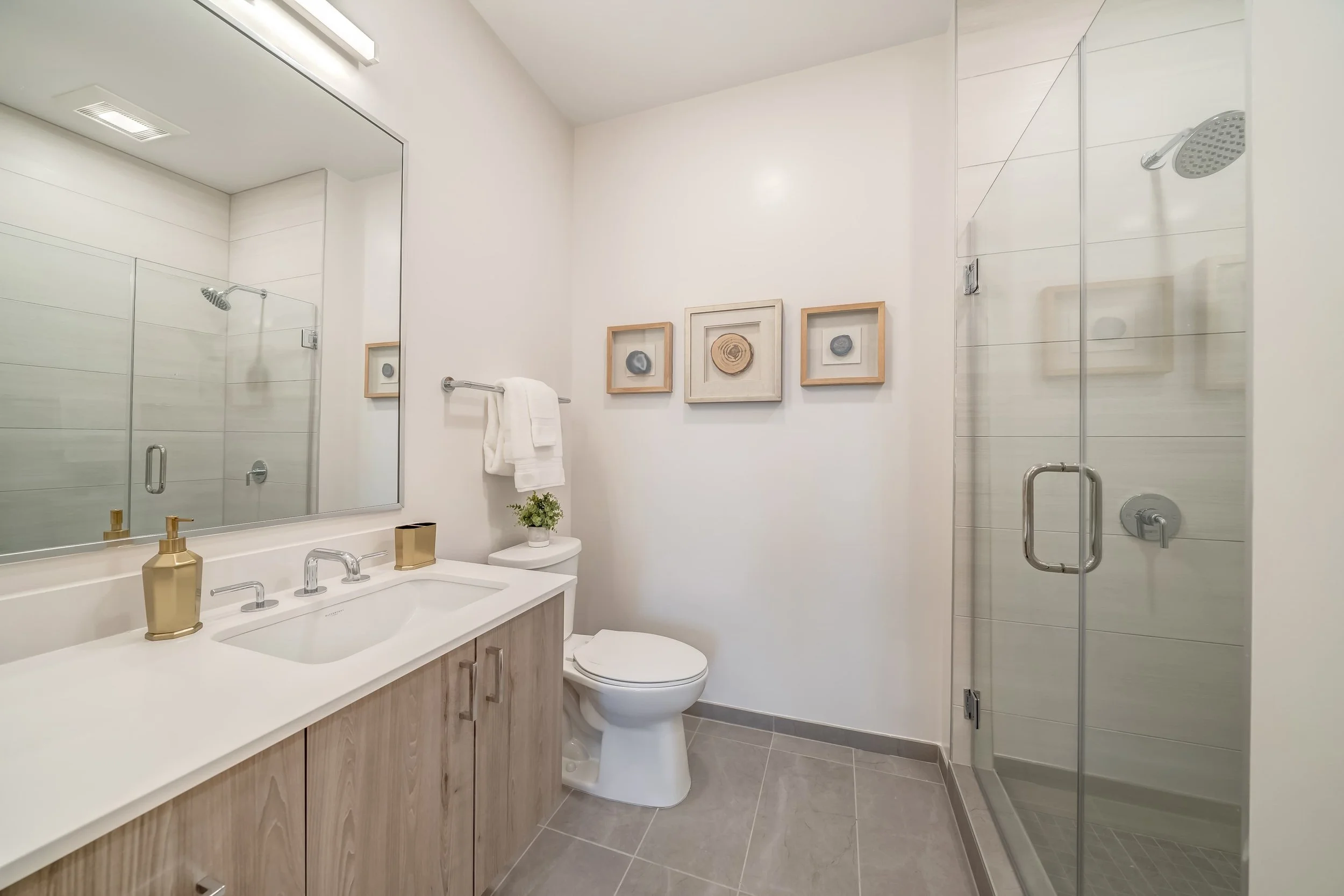Your master suite bathroom with gorgeous and sleek flat panel cabinetry.