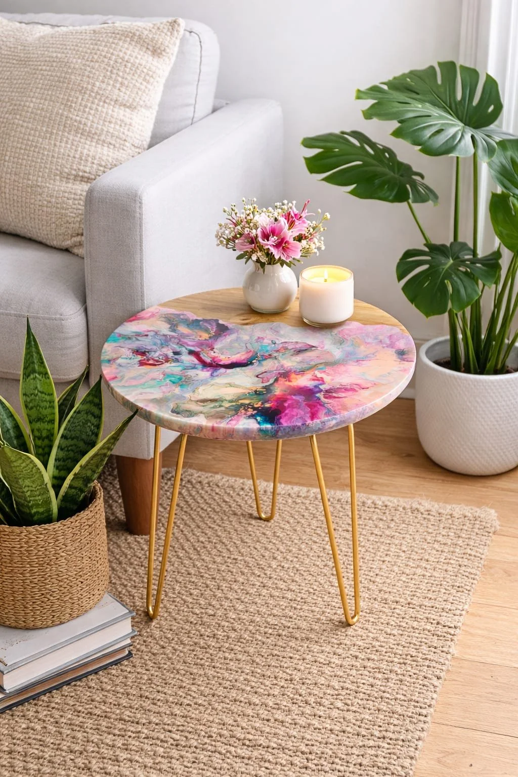 Cotton Candy Butterflies: 18" Wooden Side Table