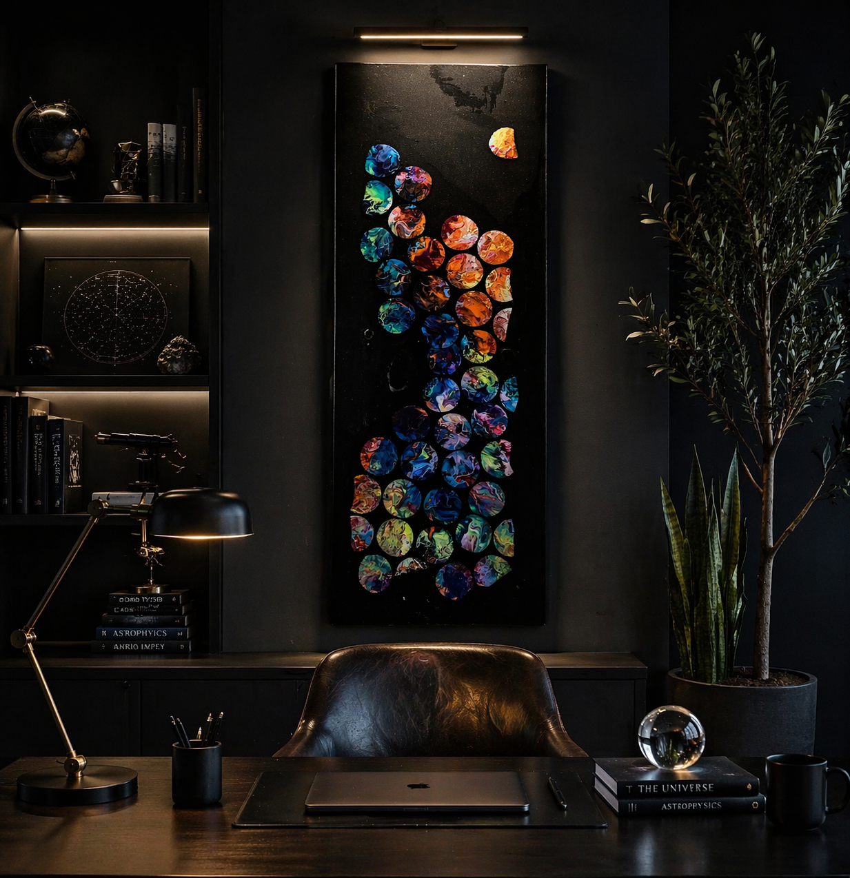 Custom abstract office wall art, galaxy, planet, outerspace 