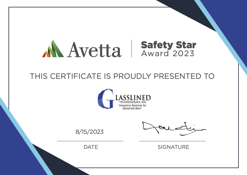 Glasslined Technologies Wins Avetta's 2023 Safety Star Award