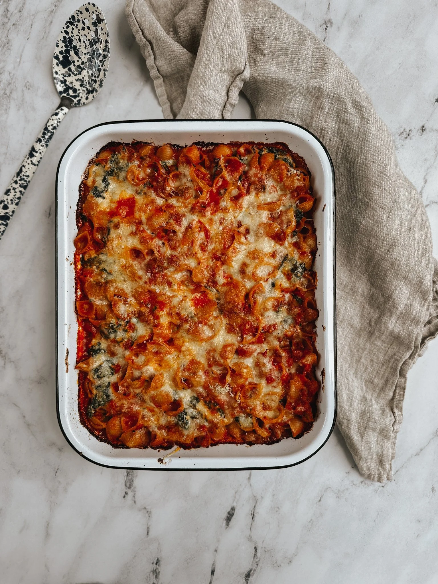 Red, White &amp; Green Baked Pasta