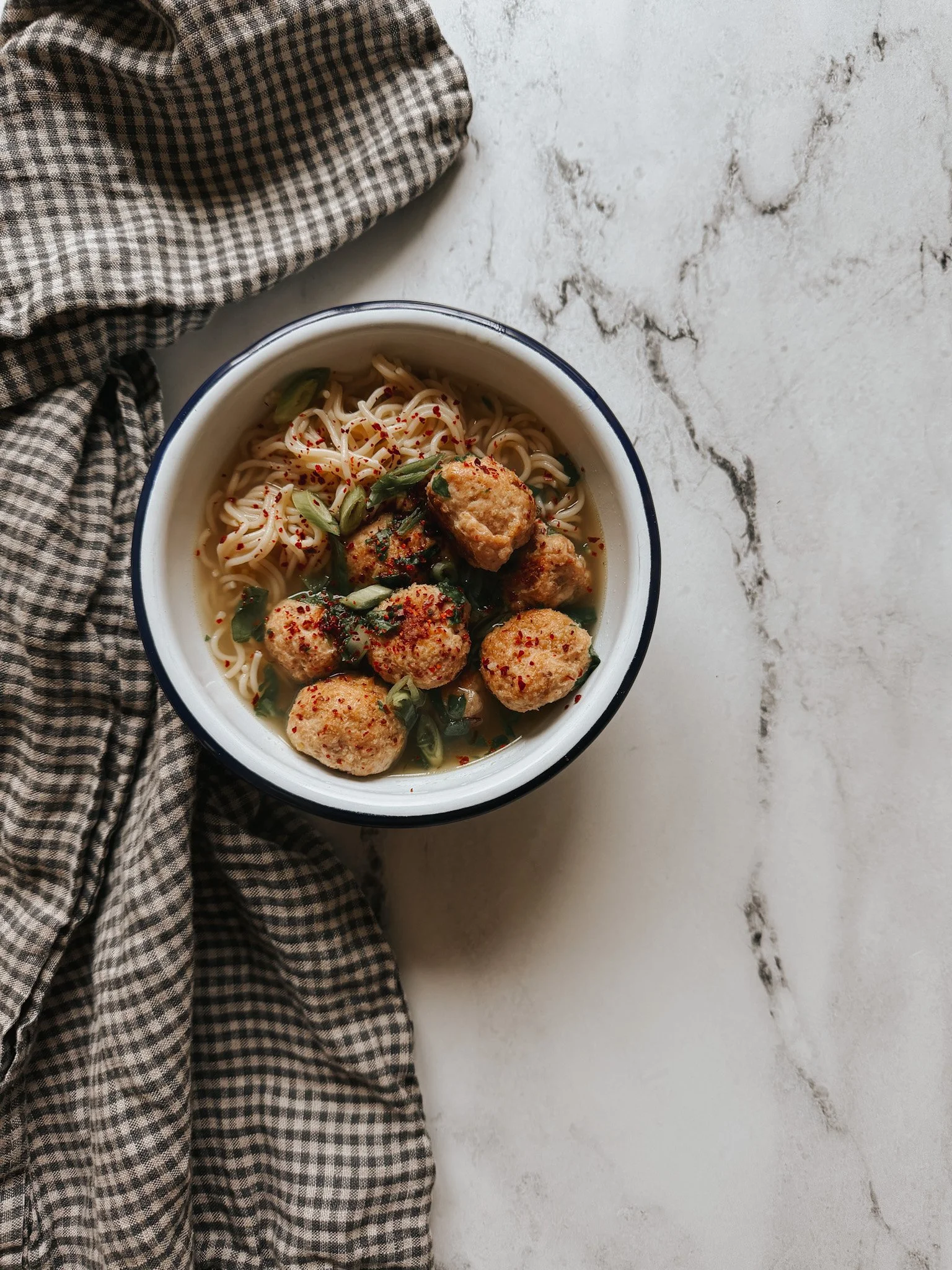 Chicken Meatball Ramen Noodle Soup